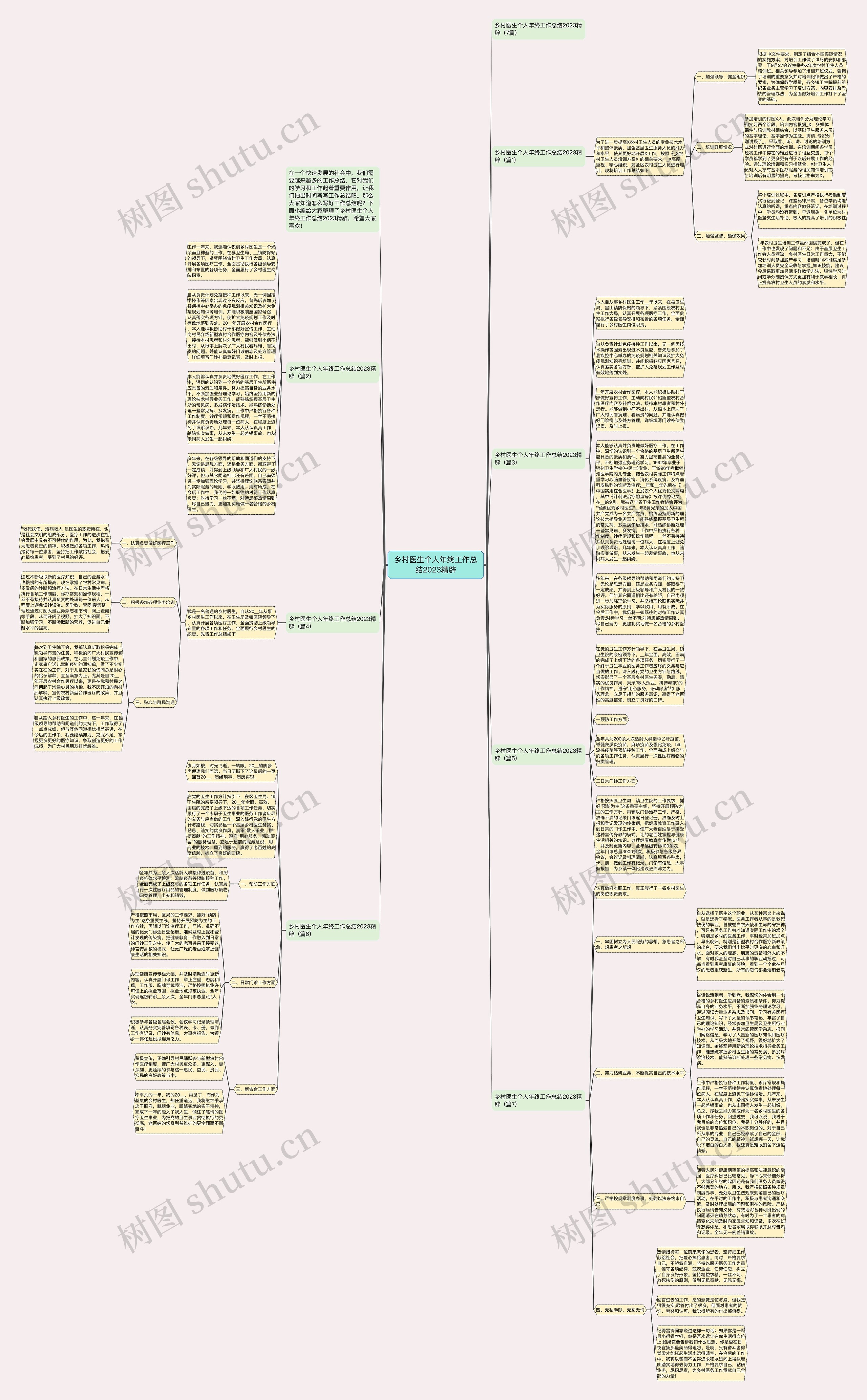 乡村医生个人年终工作总结2023精辟思维导图