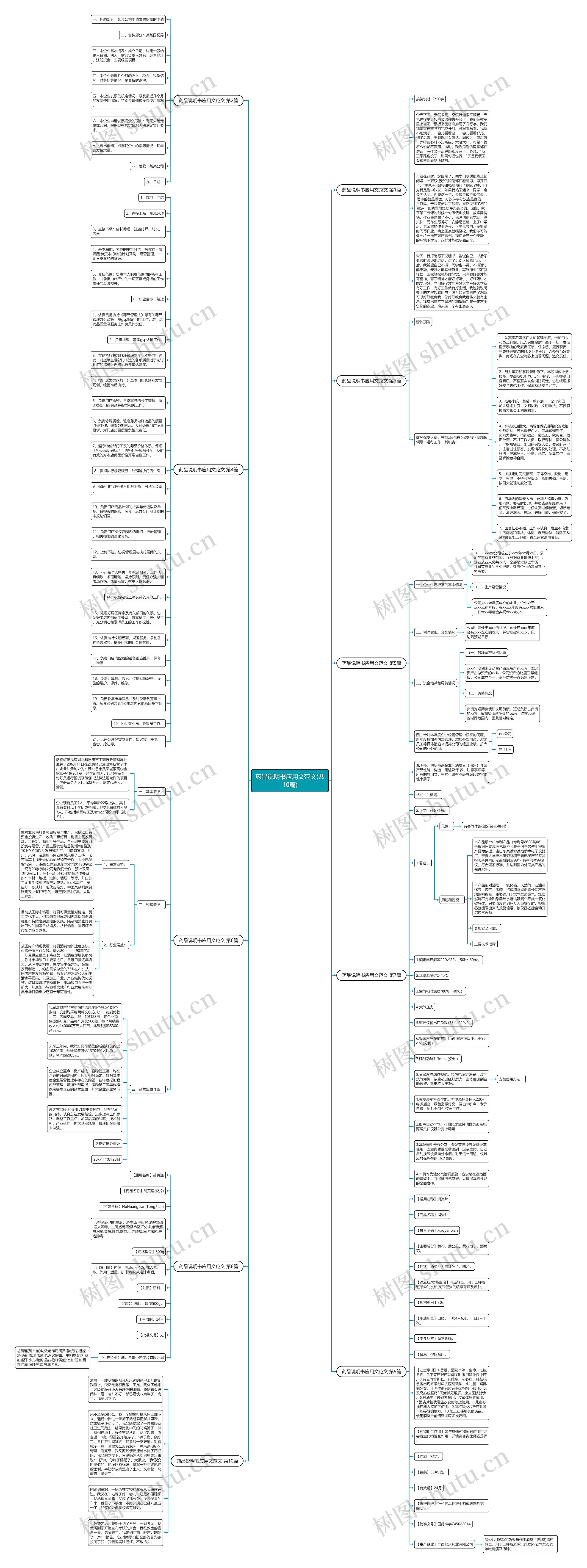 药品说明书应用文范文(共10篇)思维导图