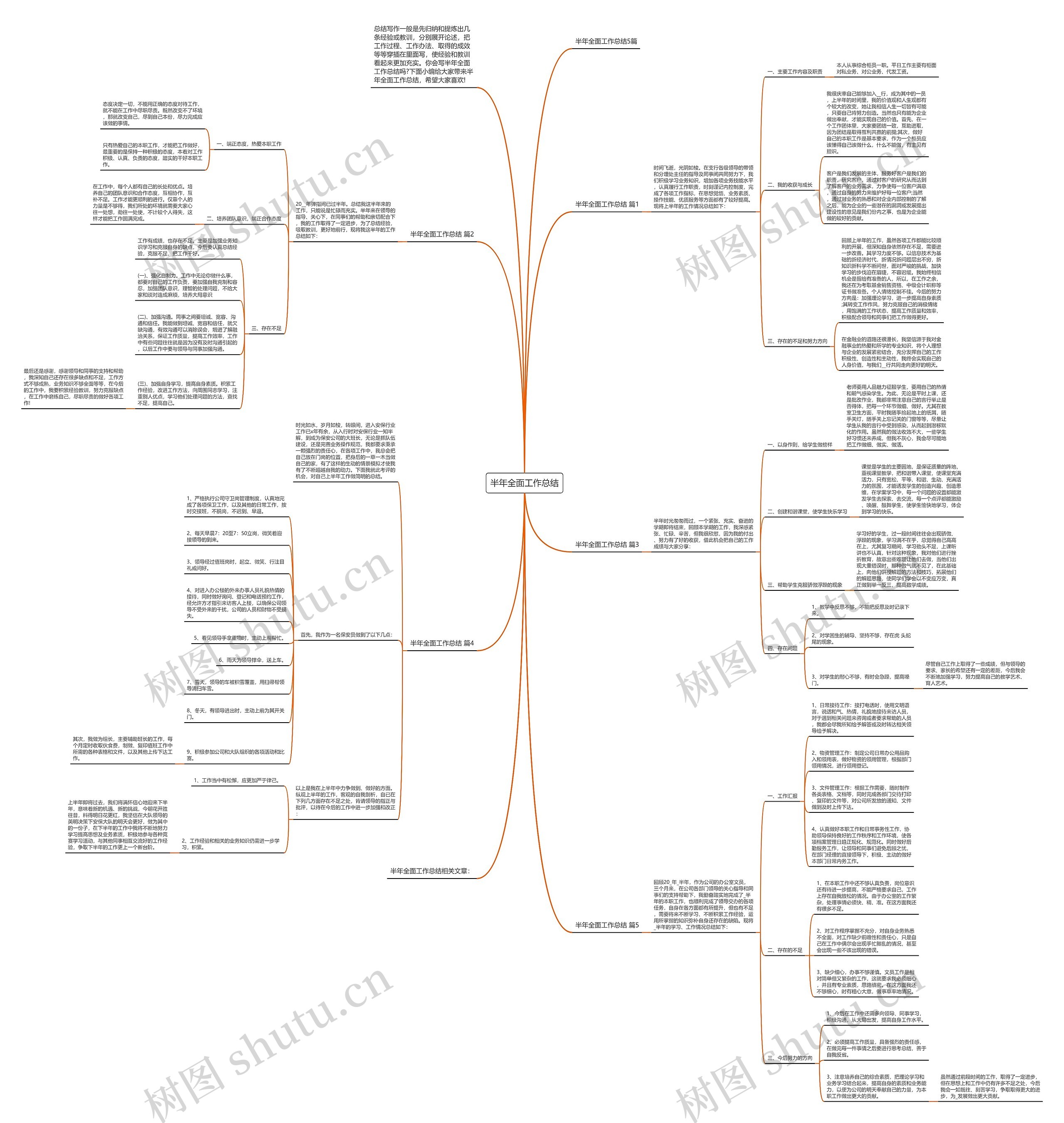 半年全面工作总结思维导图