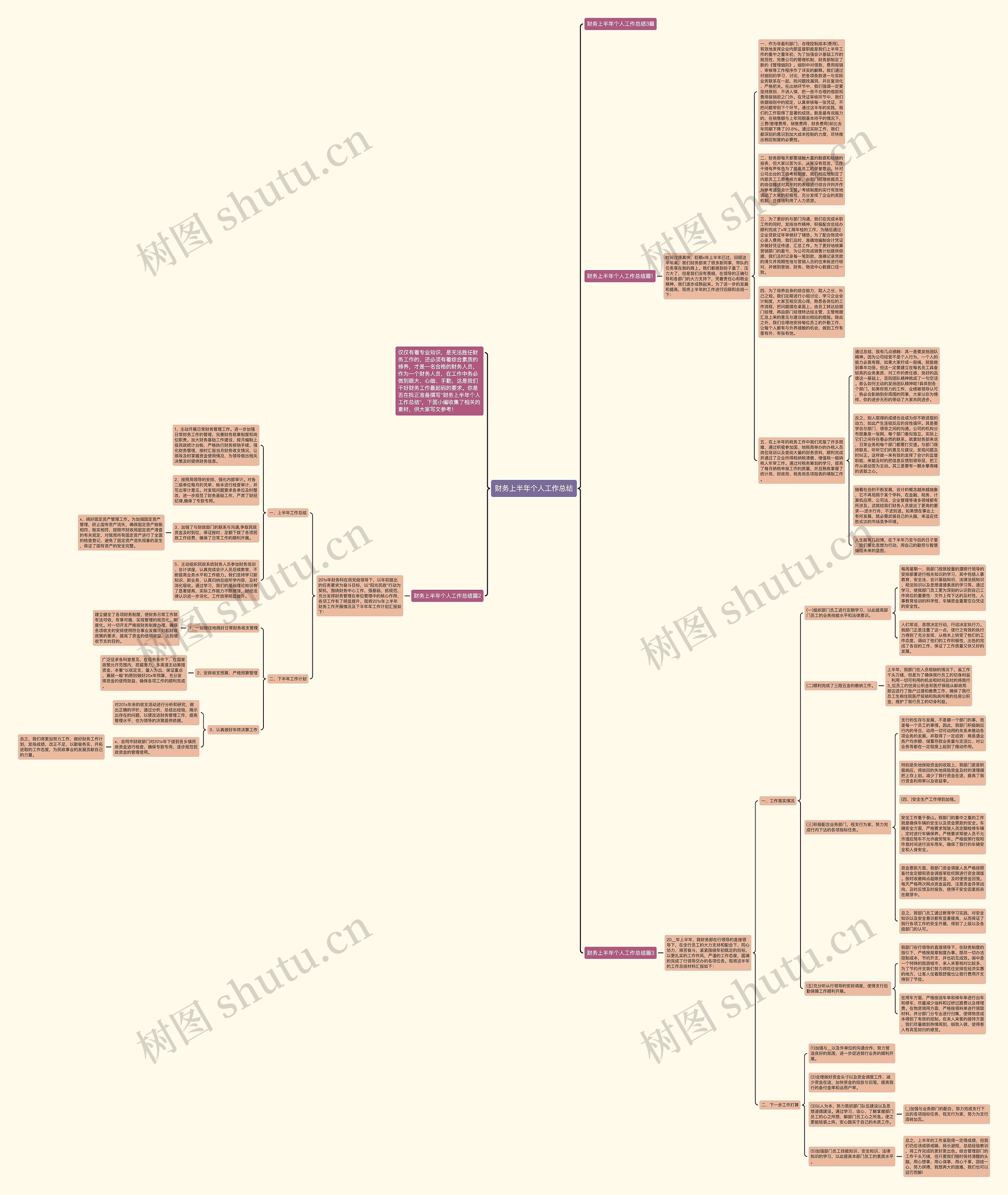 财务上半年个人工作总结思维导图