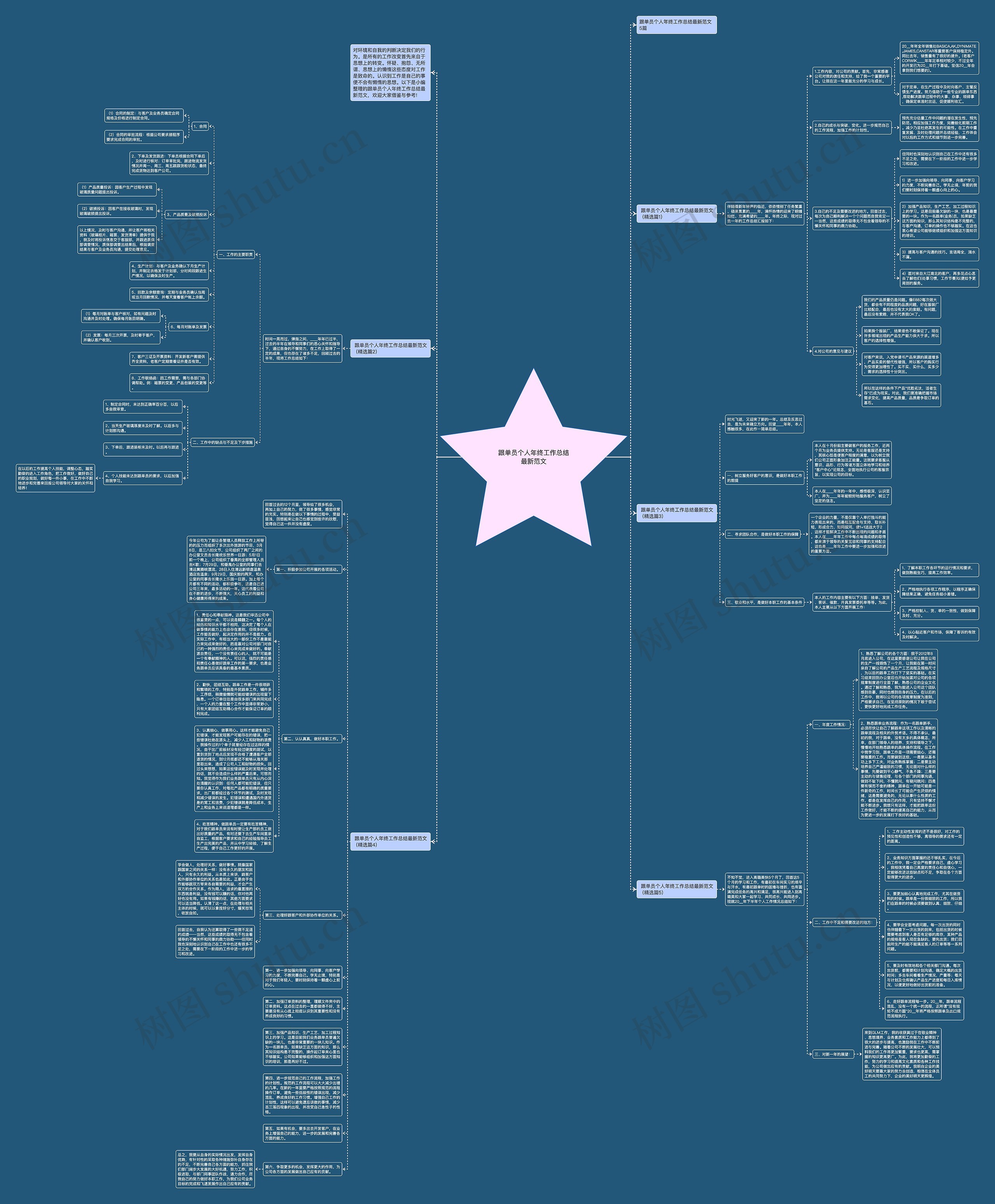 跟单员个人年终工作总结最新范文思维导图