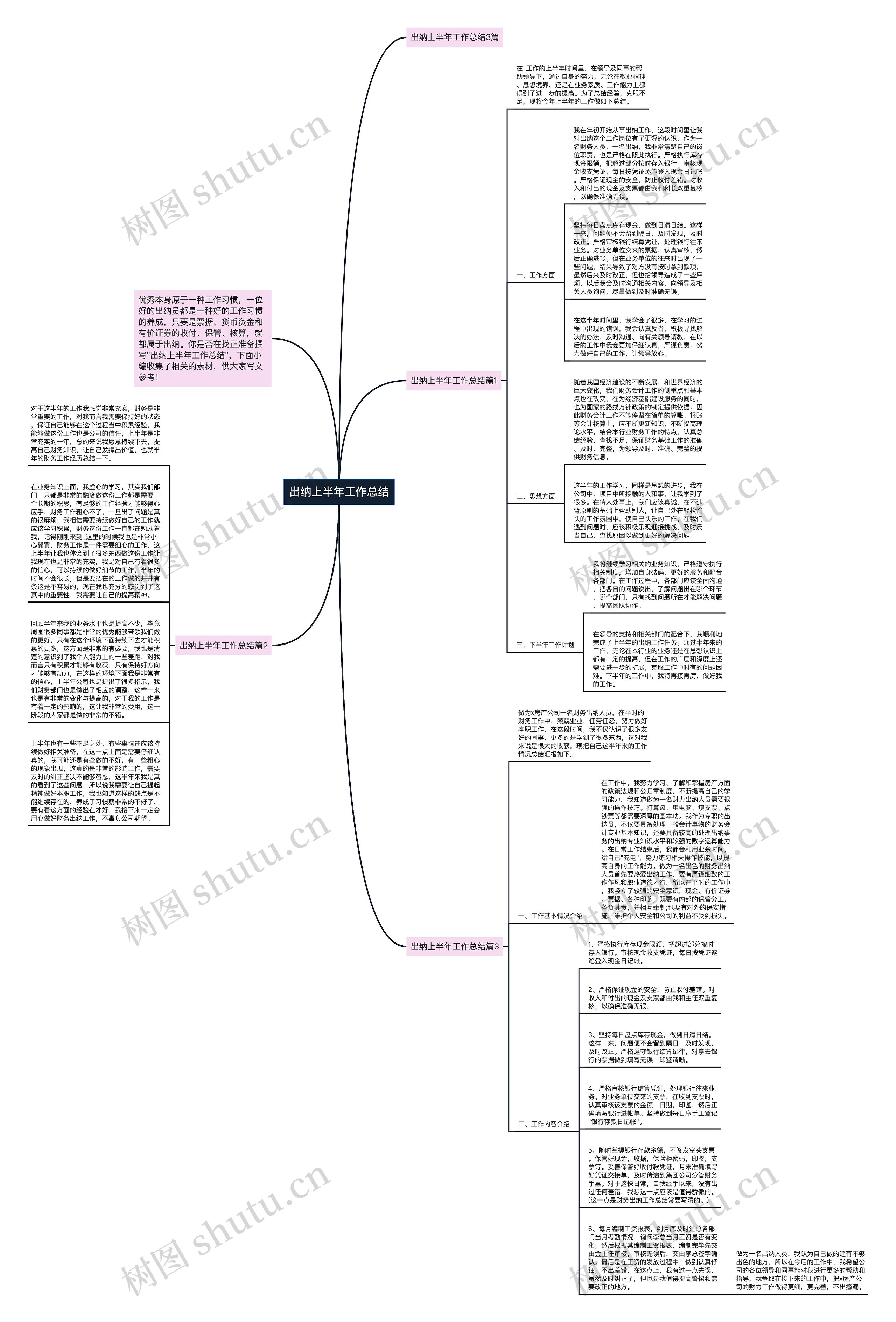 出纳上半年工作总结思维导图