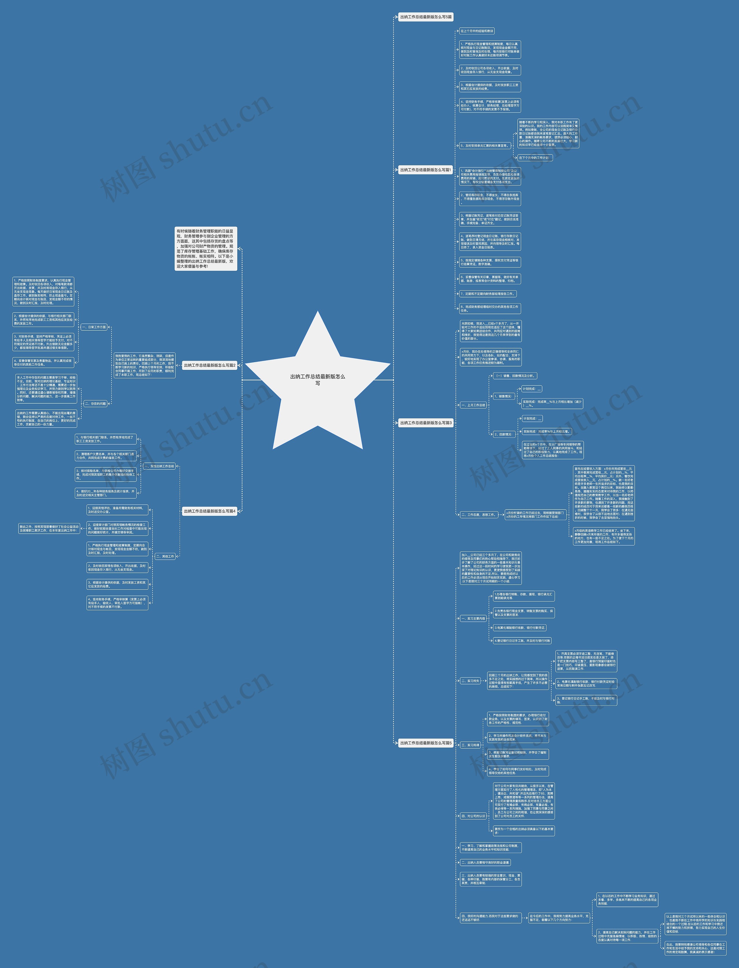出纳工作总结最新版怎么写思维导图