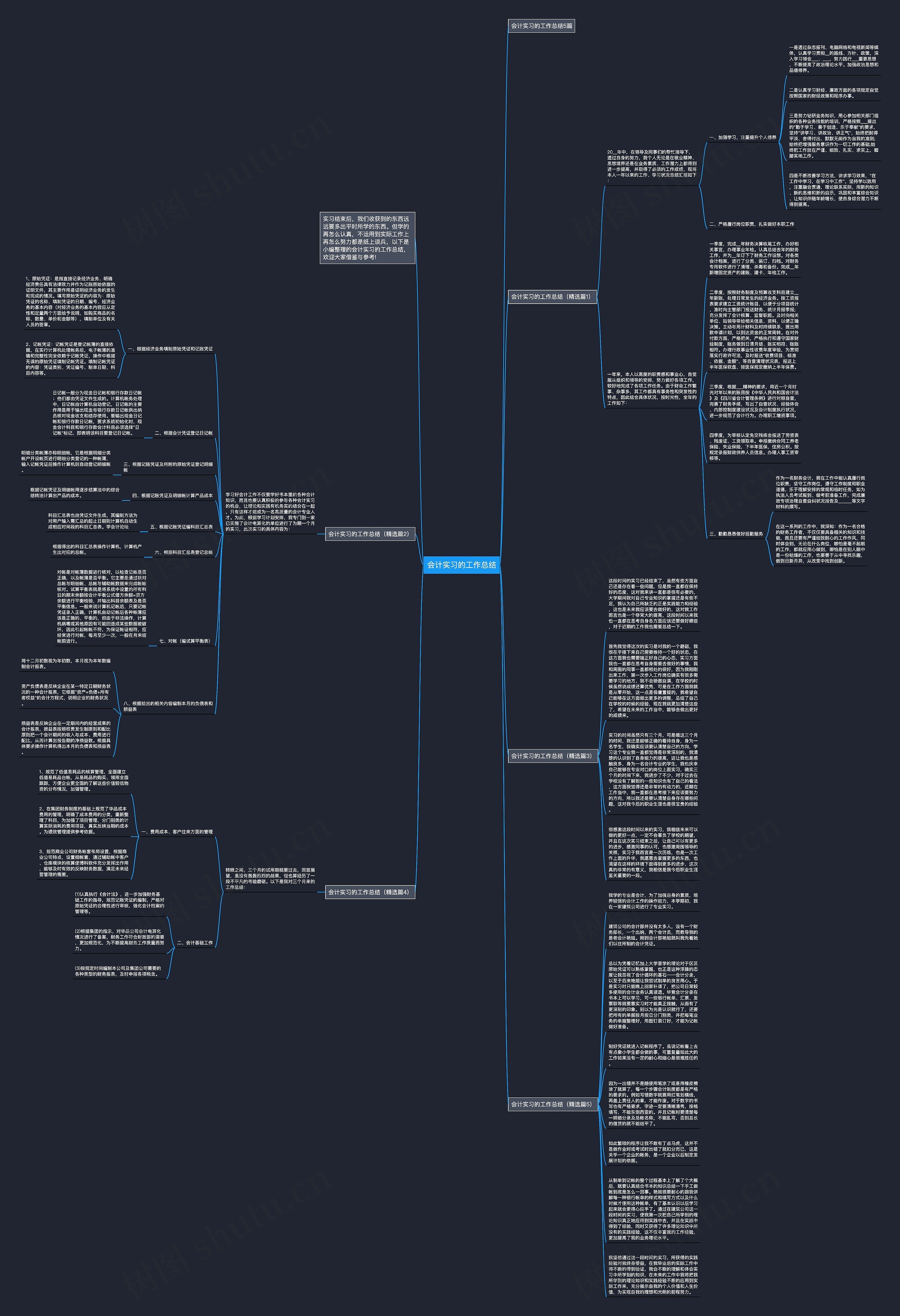 会计实习的工作总结思维导图