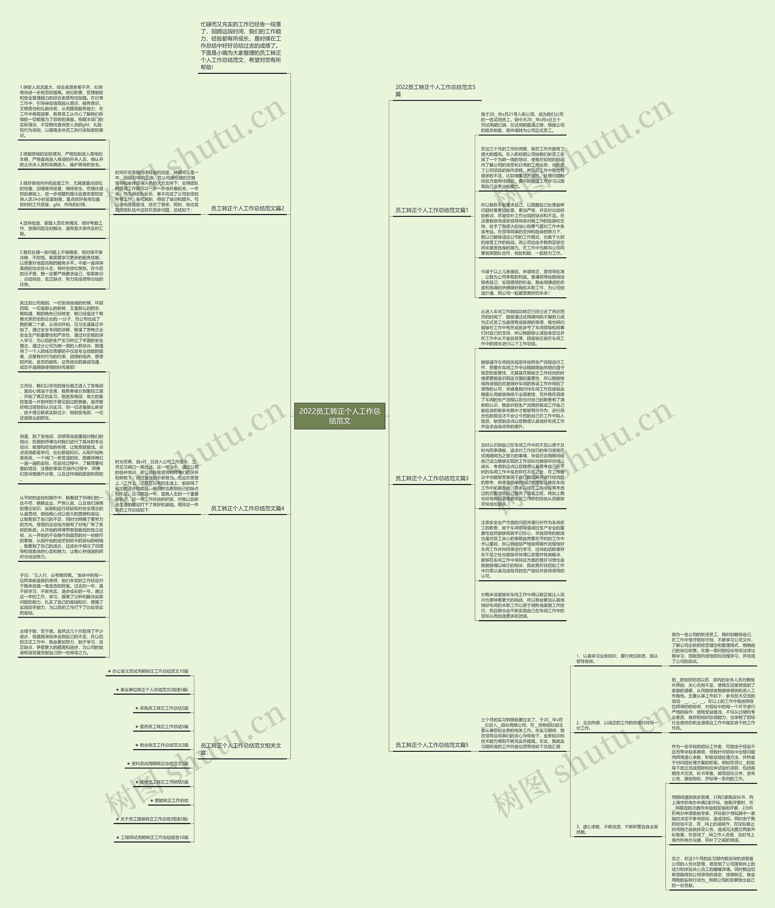 2022员工转正个人工作总结范文思维导图
