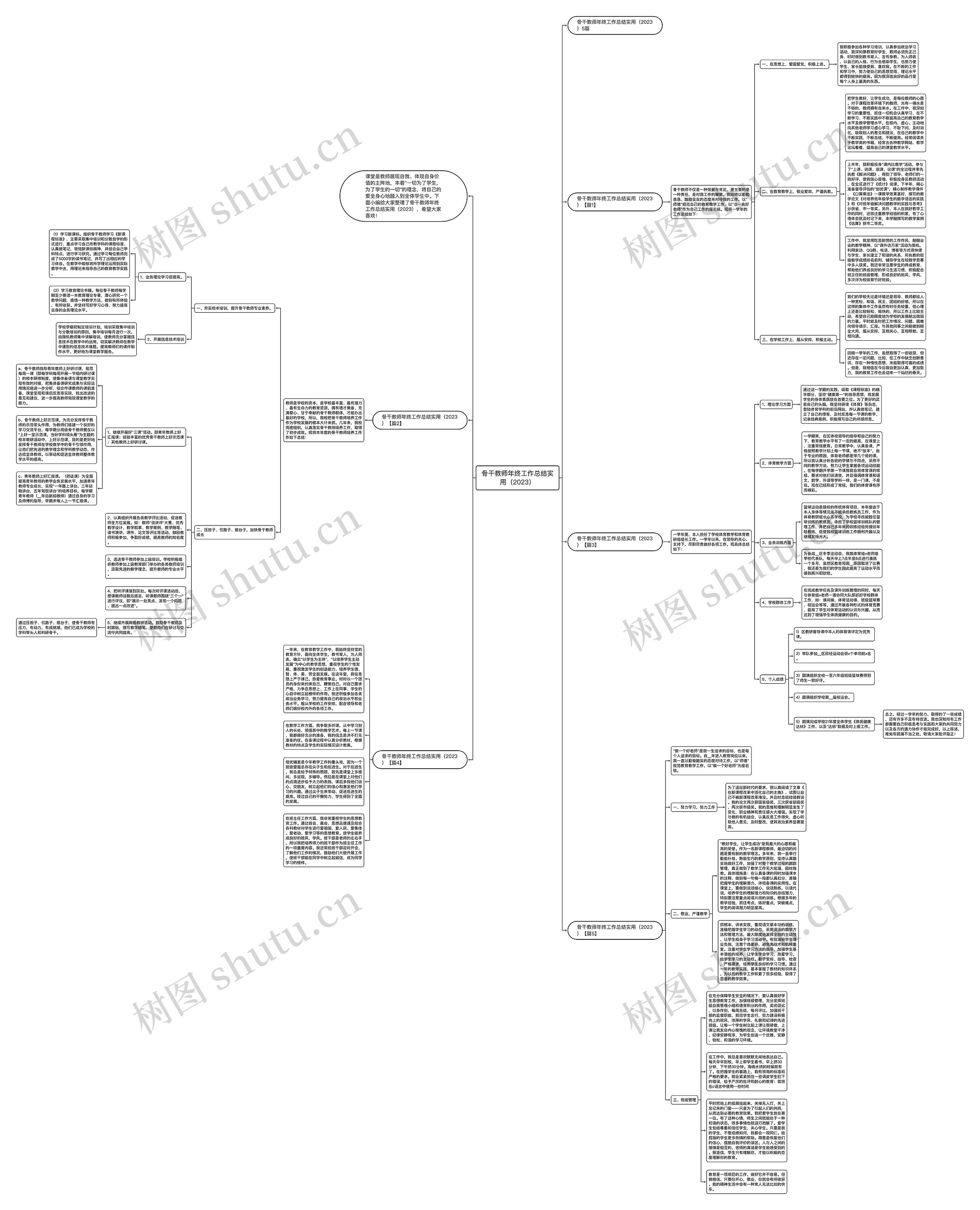 骨干教师年终工作总结实用（2023）思维导图