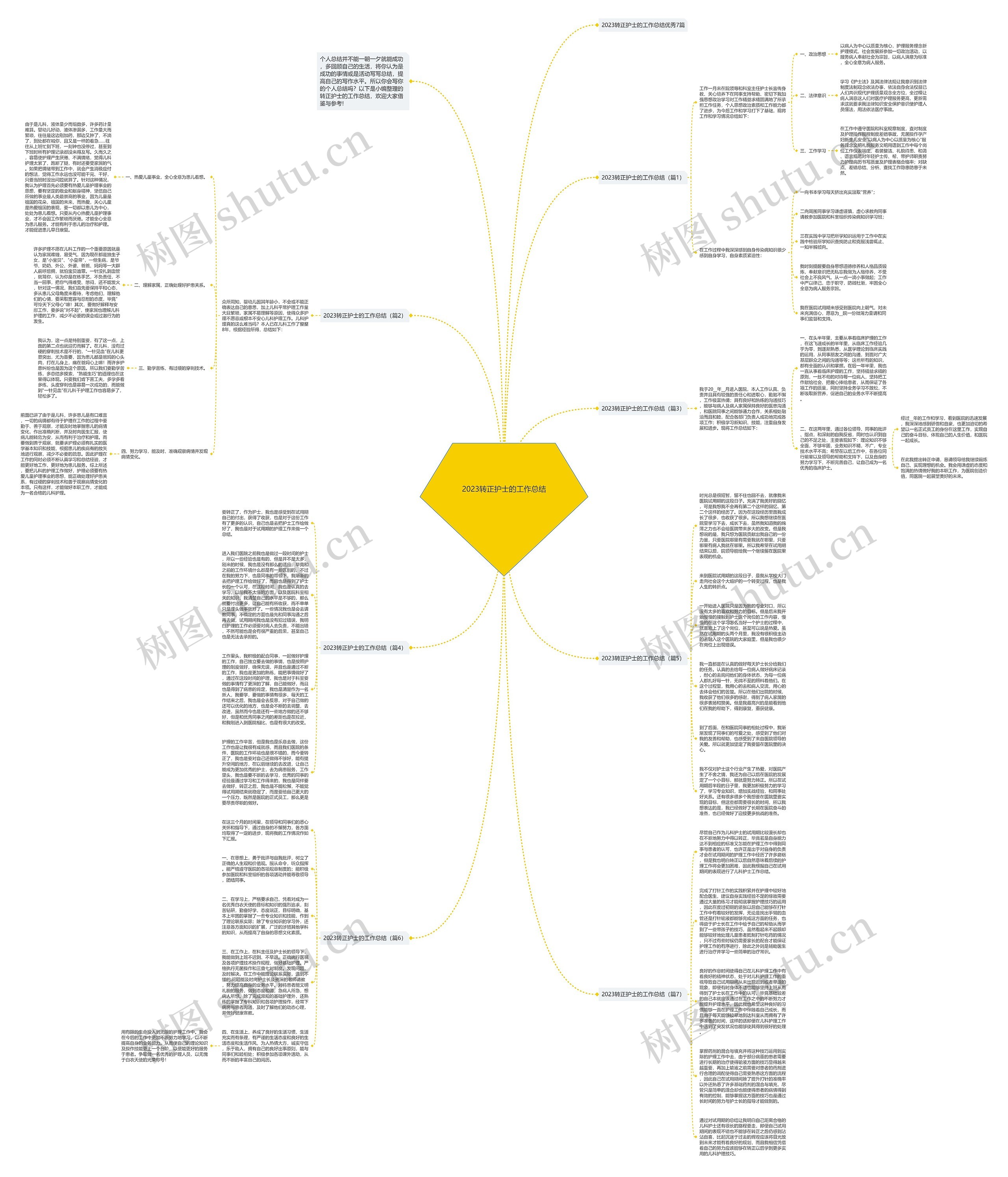 2023转正护士的工作总结思维导图
