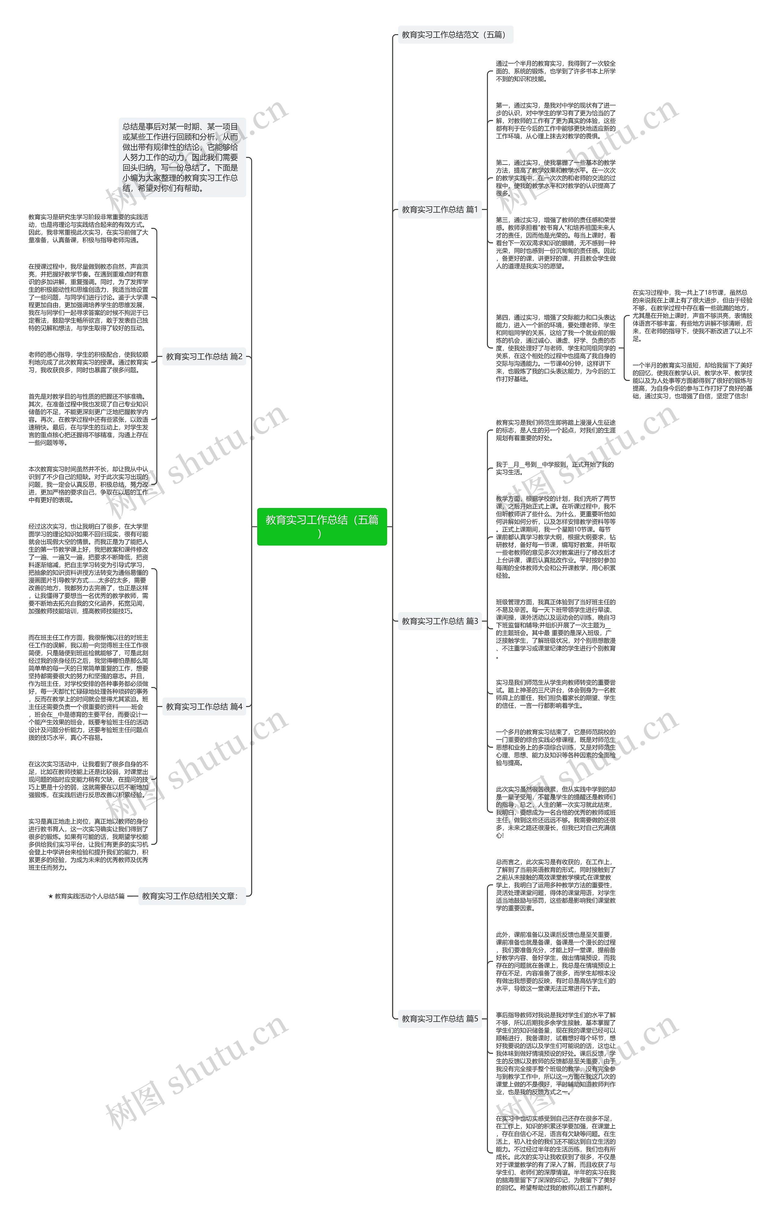 教育实习工作总结（五篇）思维导图