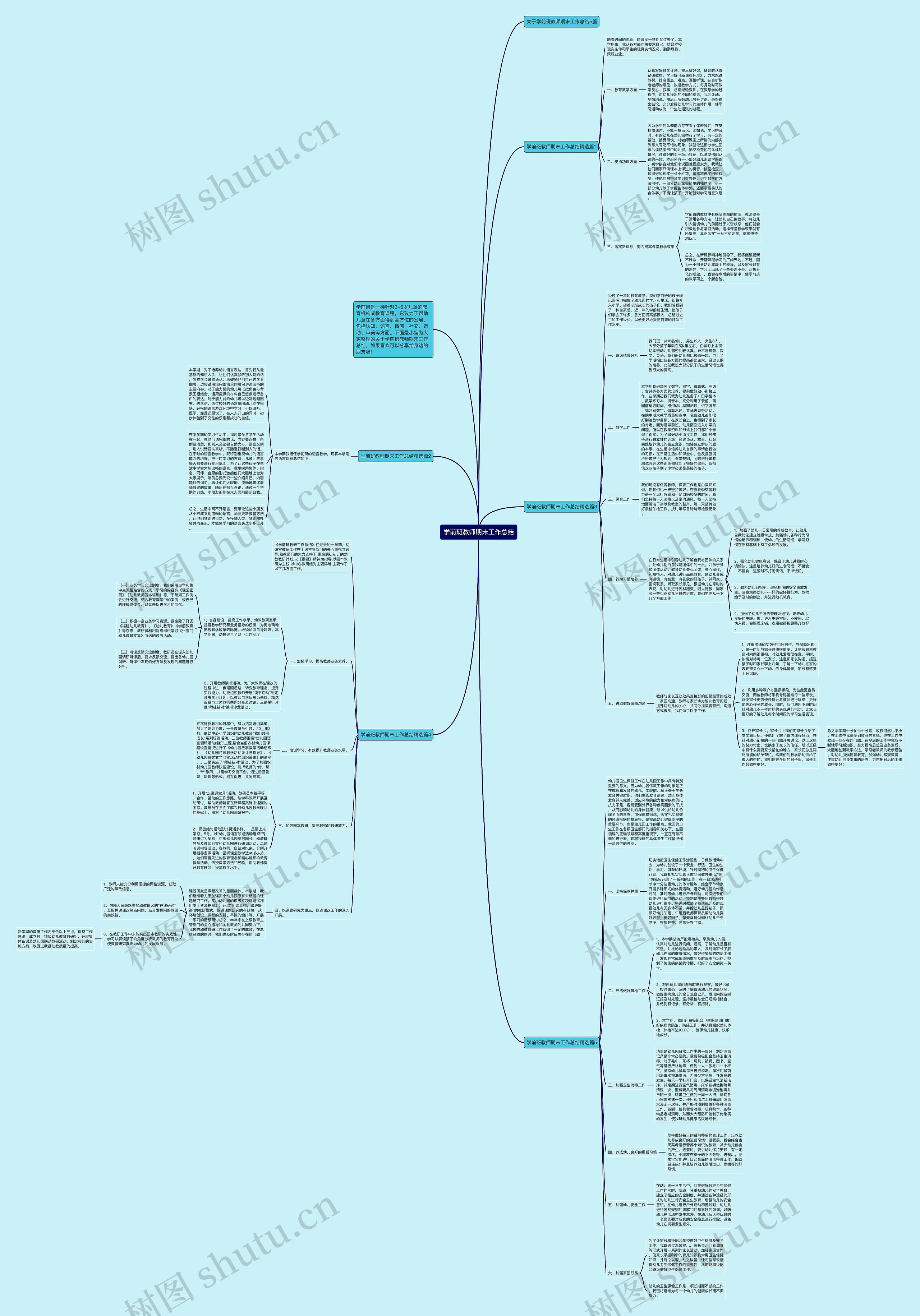 学前班教师期末工作总结思维导图