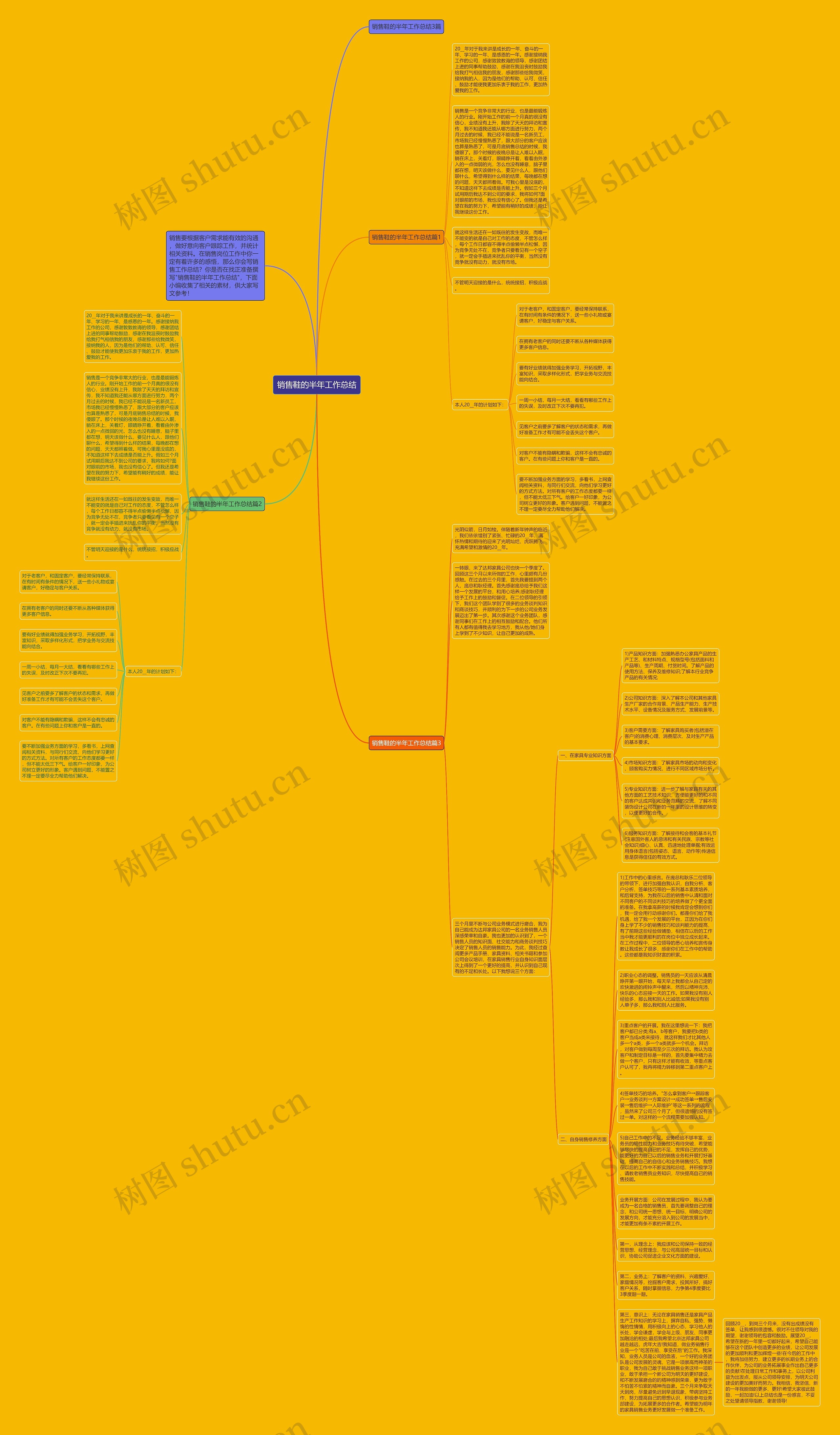 销售鞋的半年工作总结思维导图