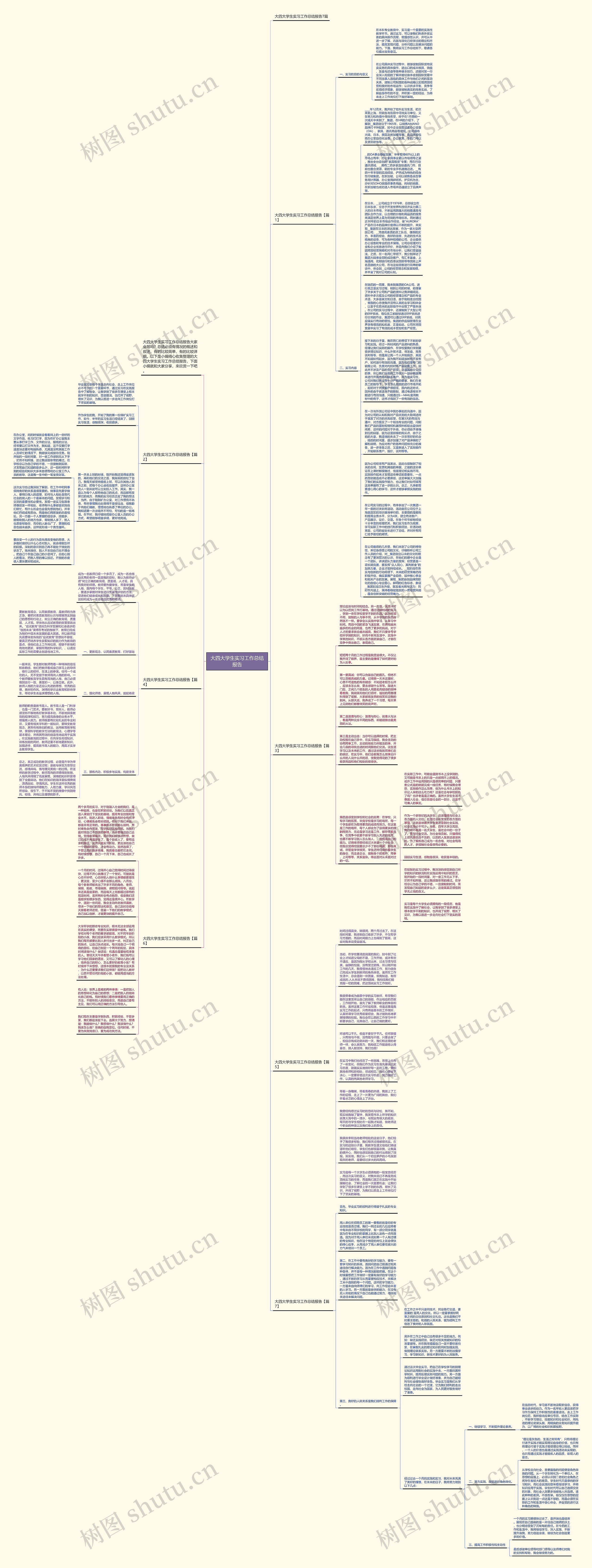 大四大学生实习工作总结报告思维导图