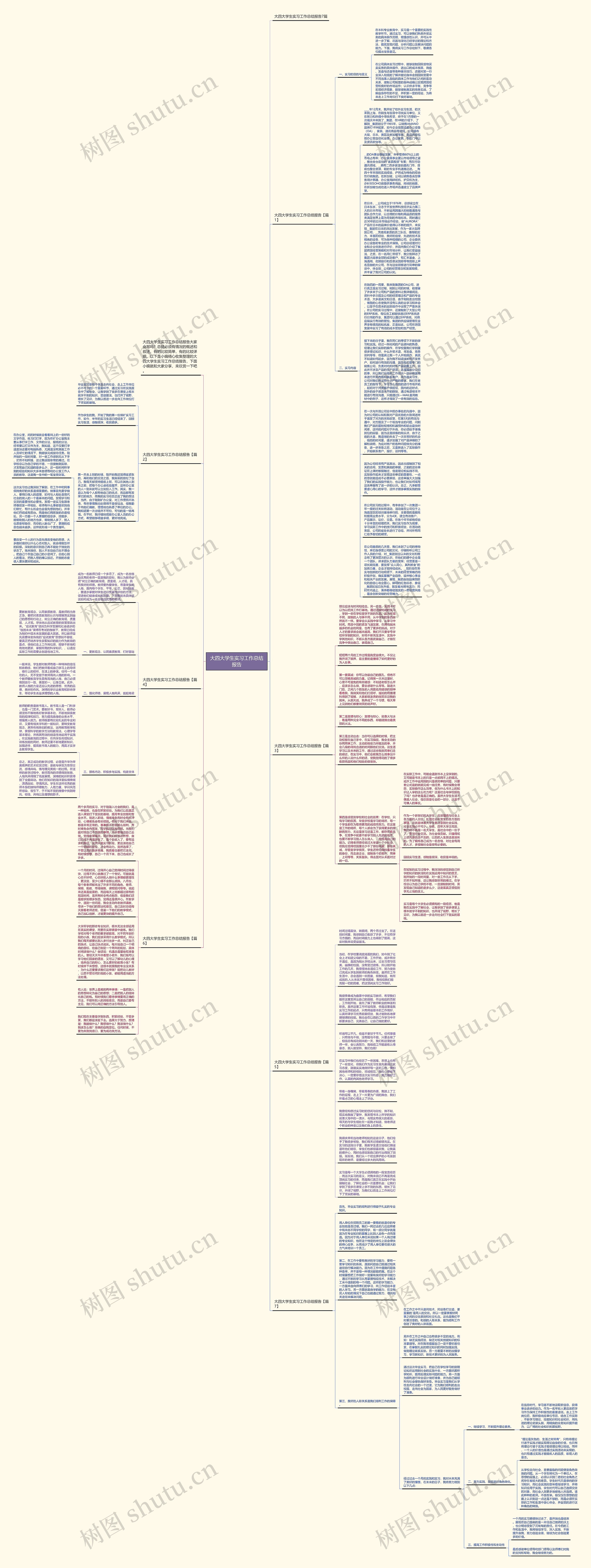 大四大学生实习工作总结报告思维导图高清图 大四大学生实习工作总结报告思维导图