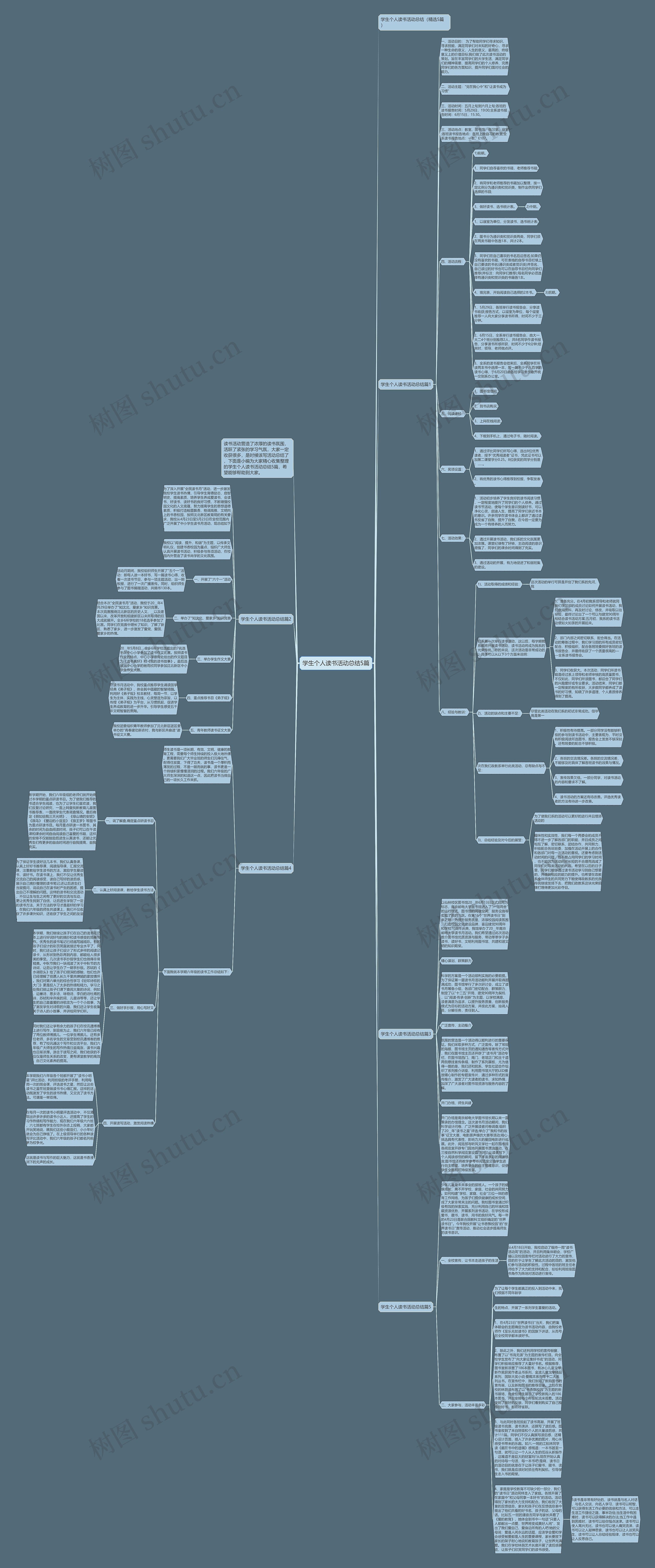 学生个人读书活动总结5篇思维导图