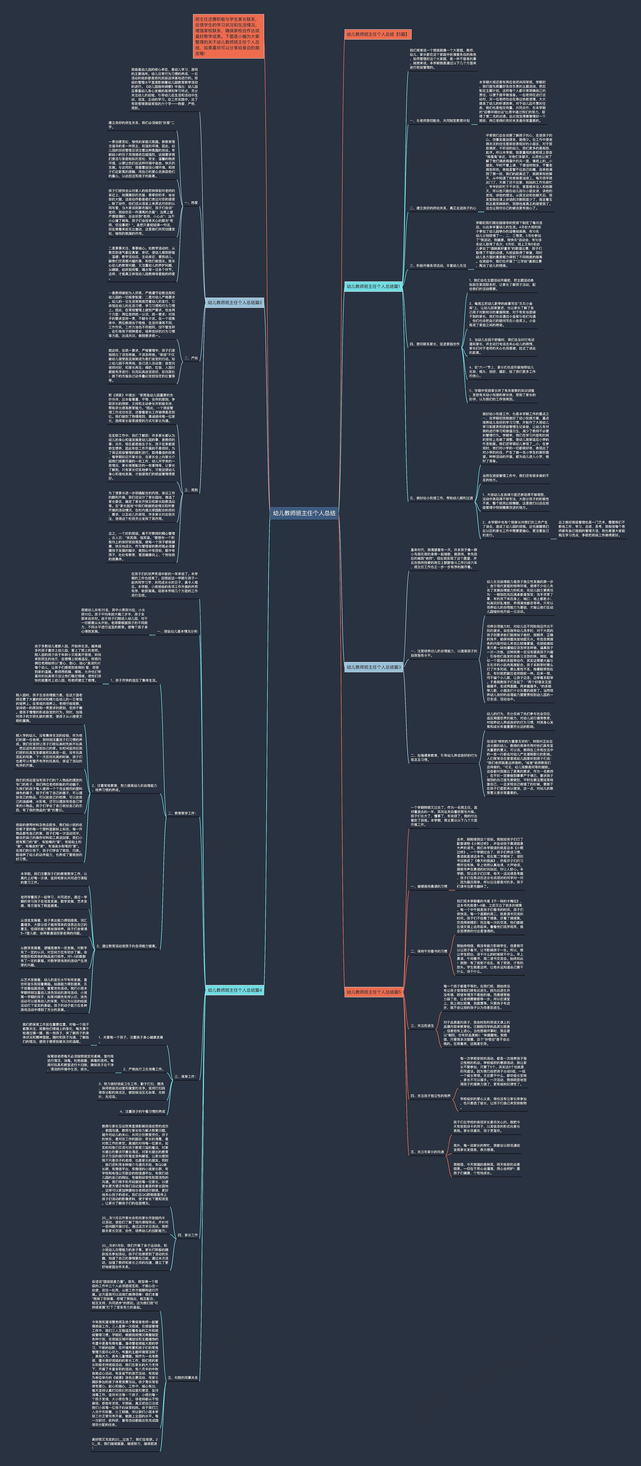 幼儿教师班主任个人总结思维导图