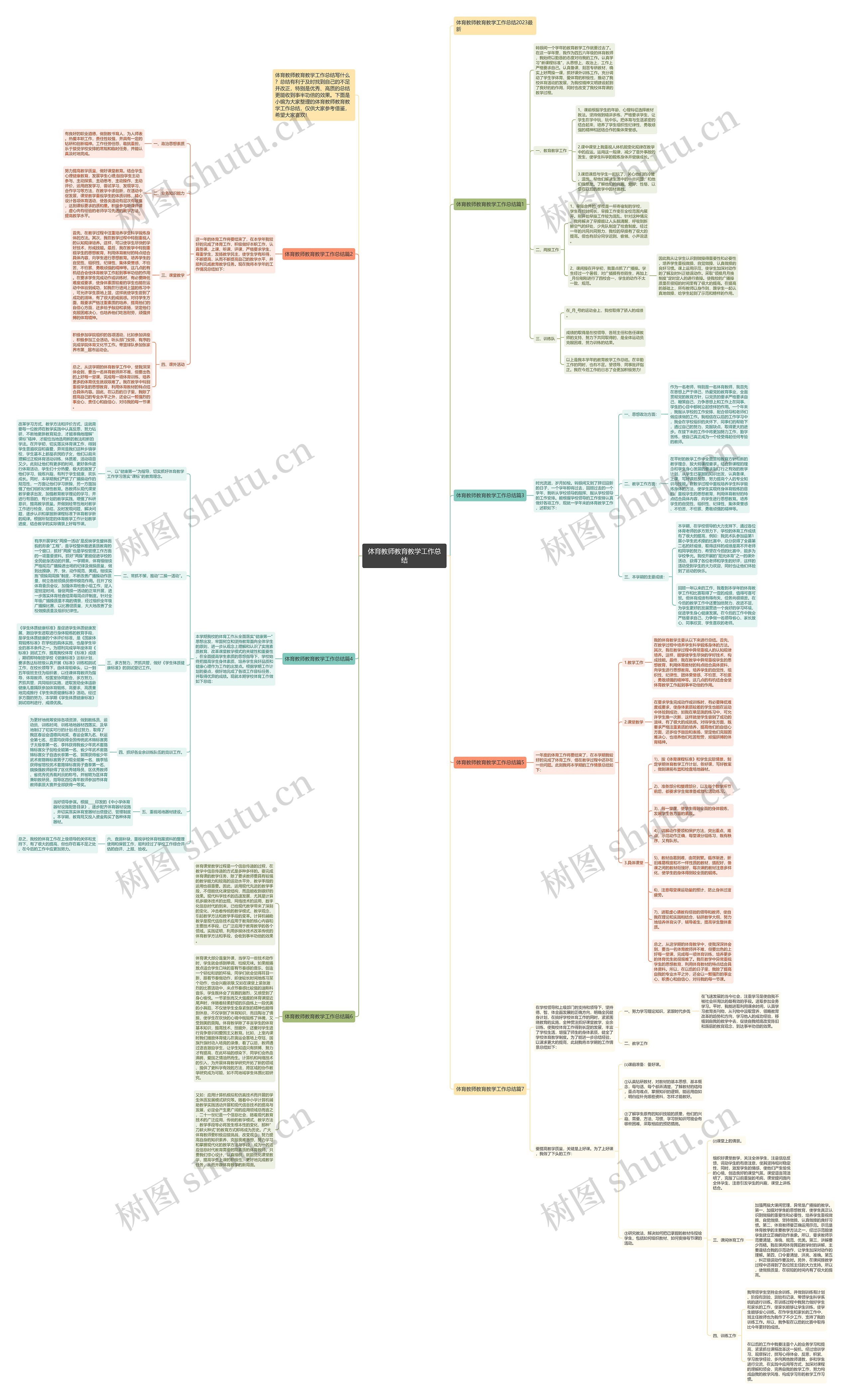 体育教师教育教学工作总结思维导图
