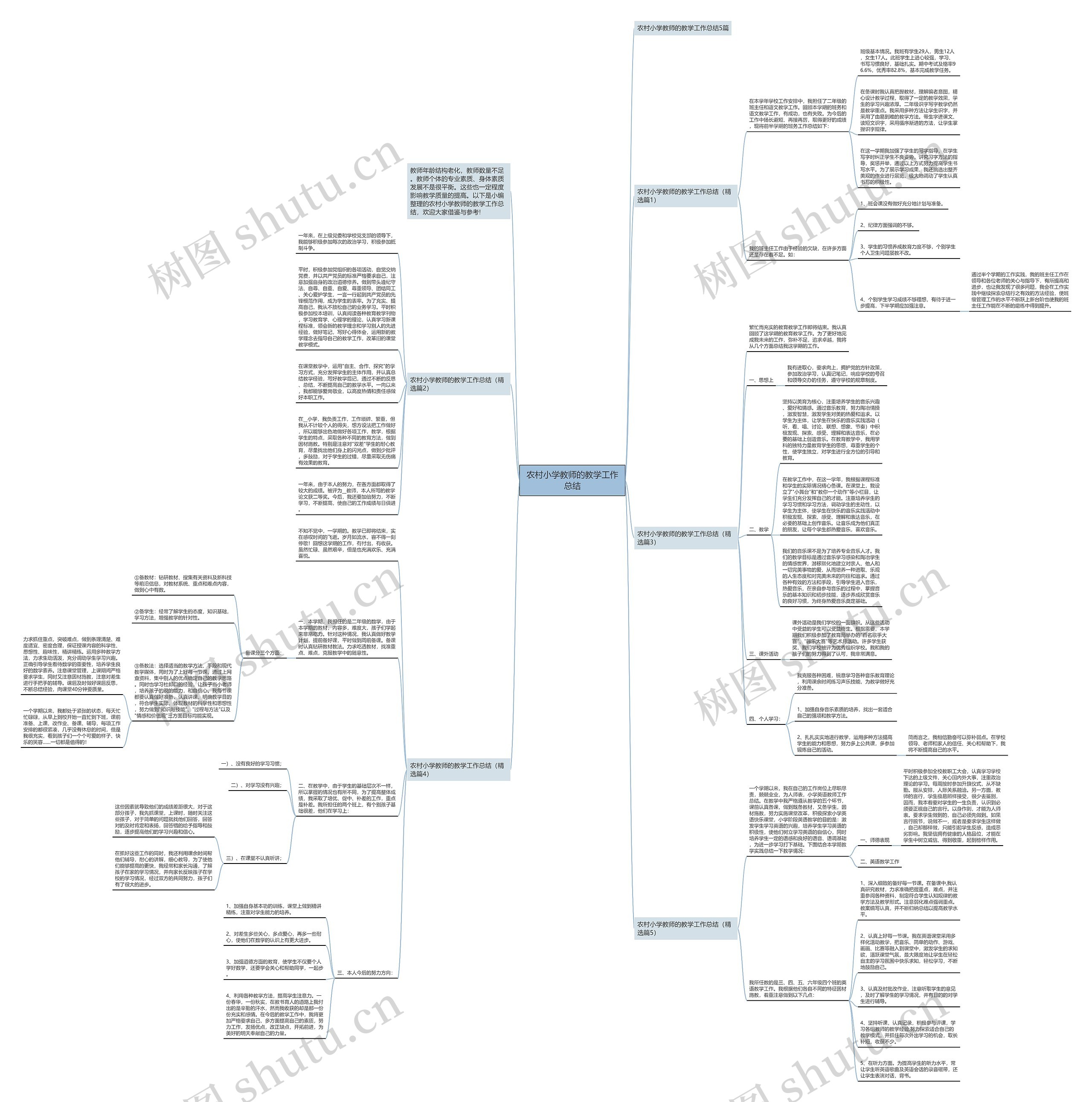 农村小学教师的教学工作总结思维导图