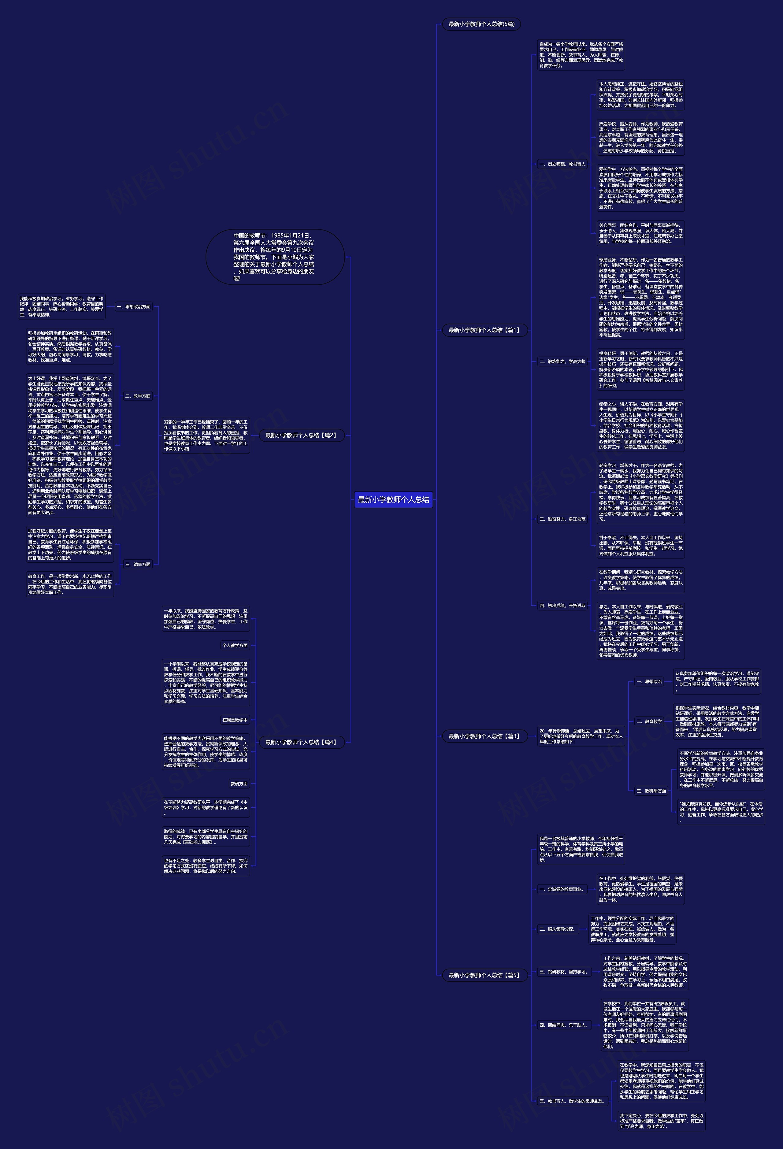 最新小学教师个人总结思维导图
