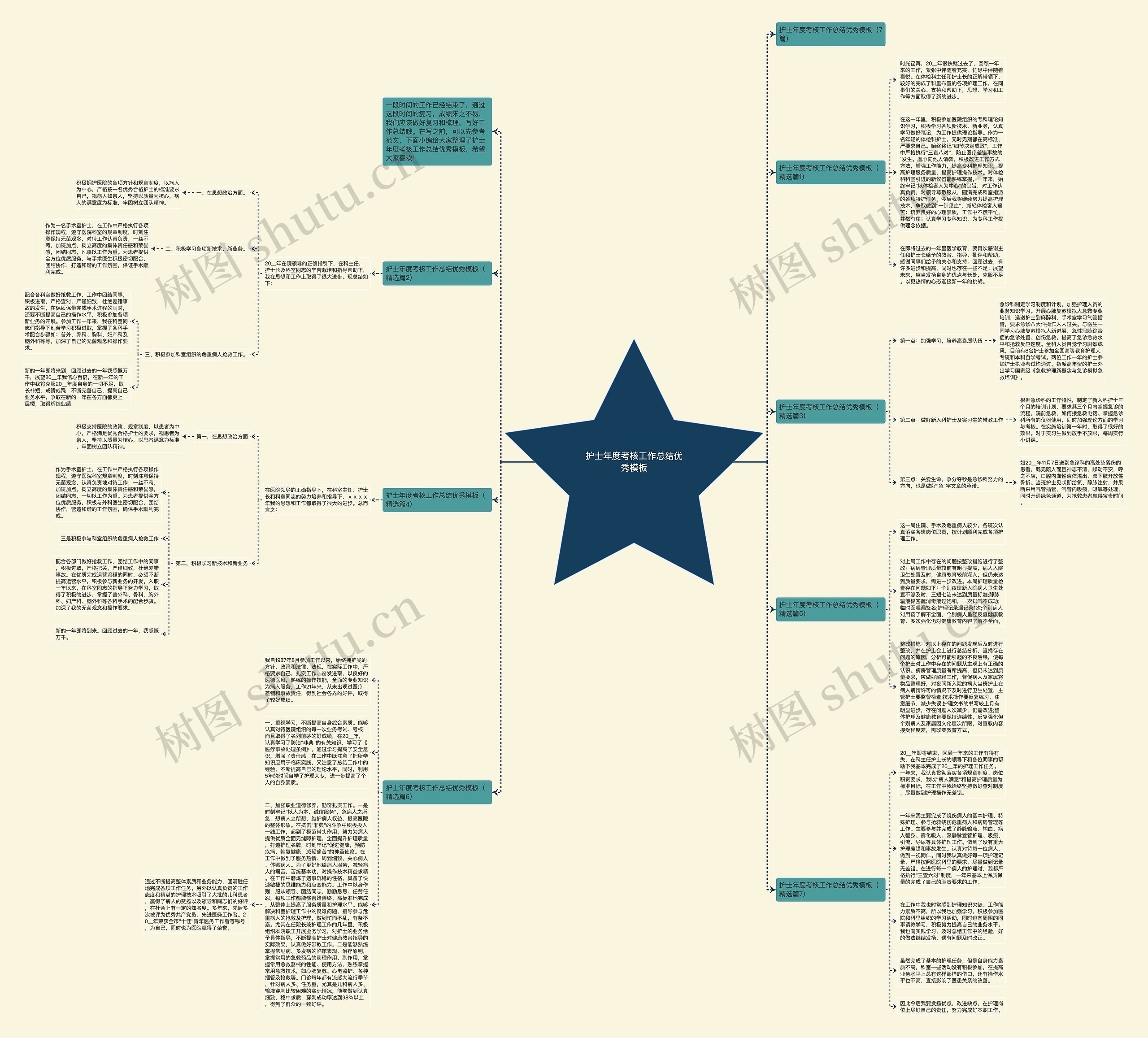 护士年度考核工作总结优秀思维导图