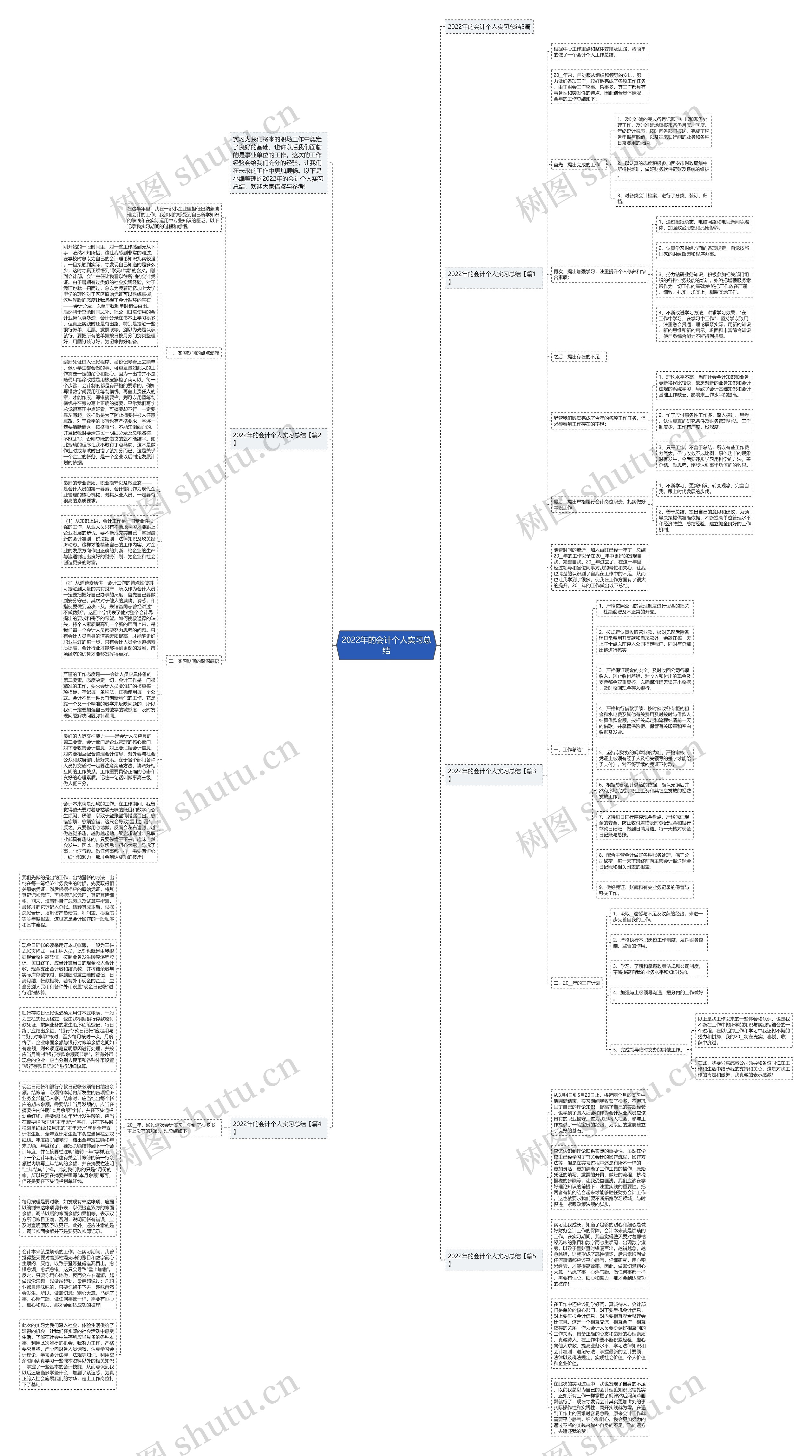 2022年的会计个人实习总结思维导图
