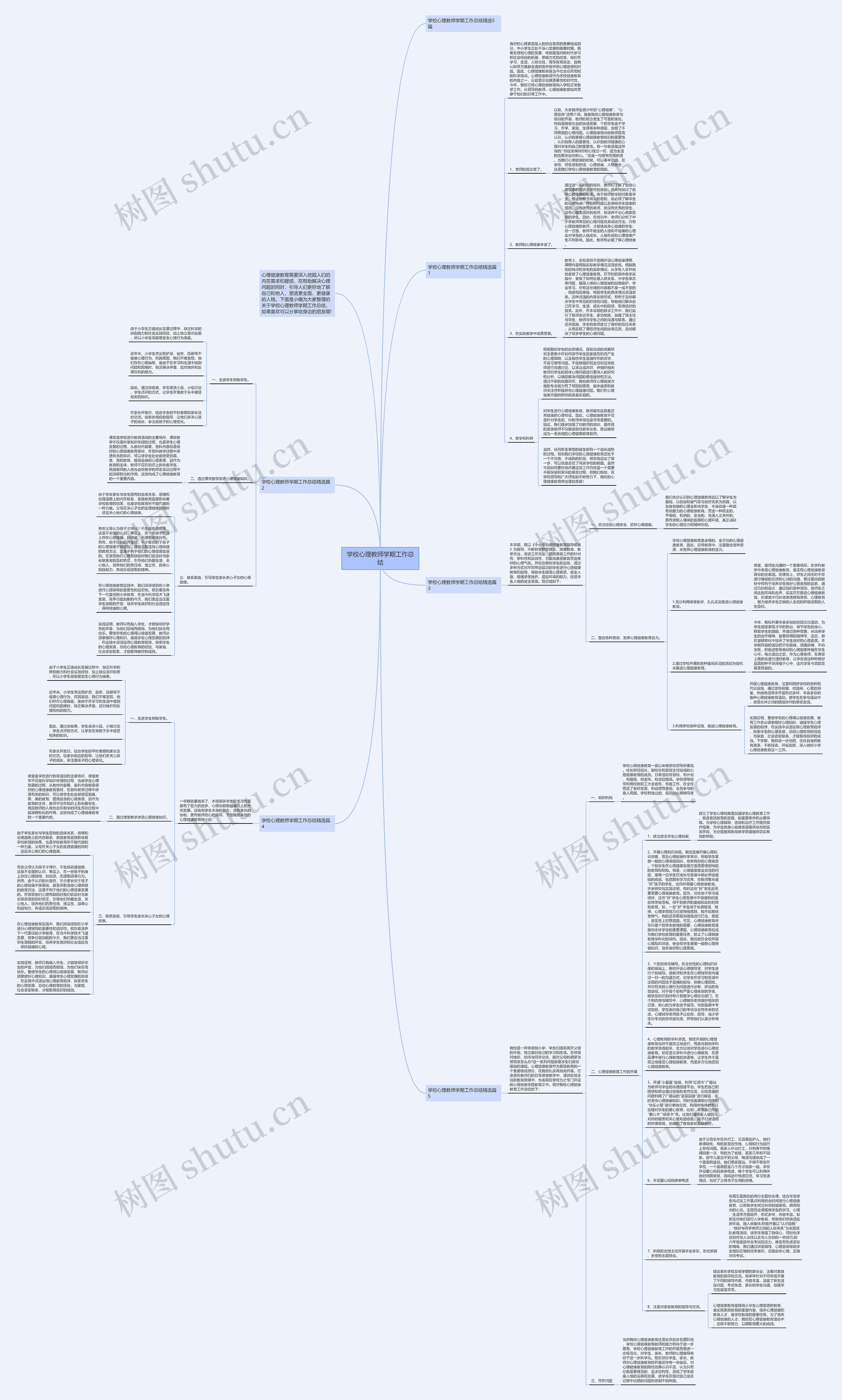 学校心理教师学期工作总结思维导图