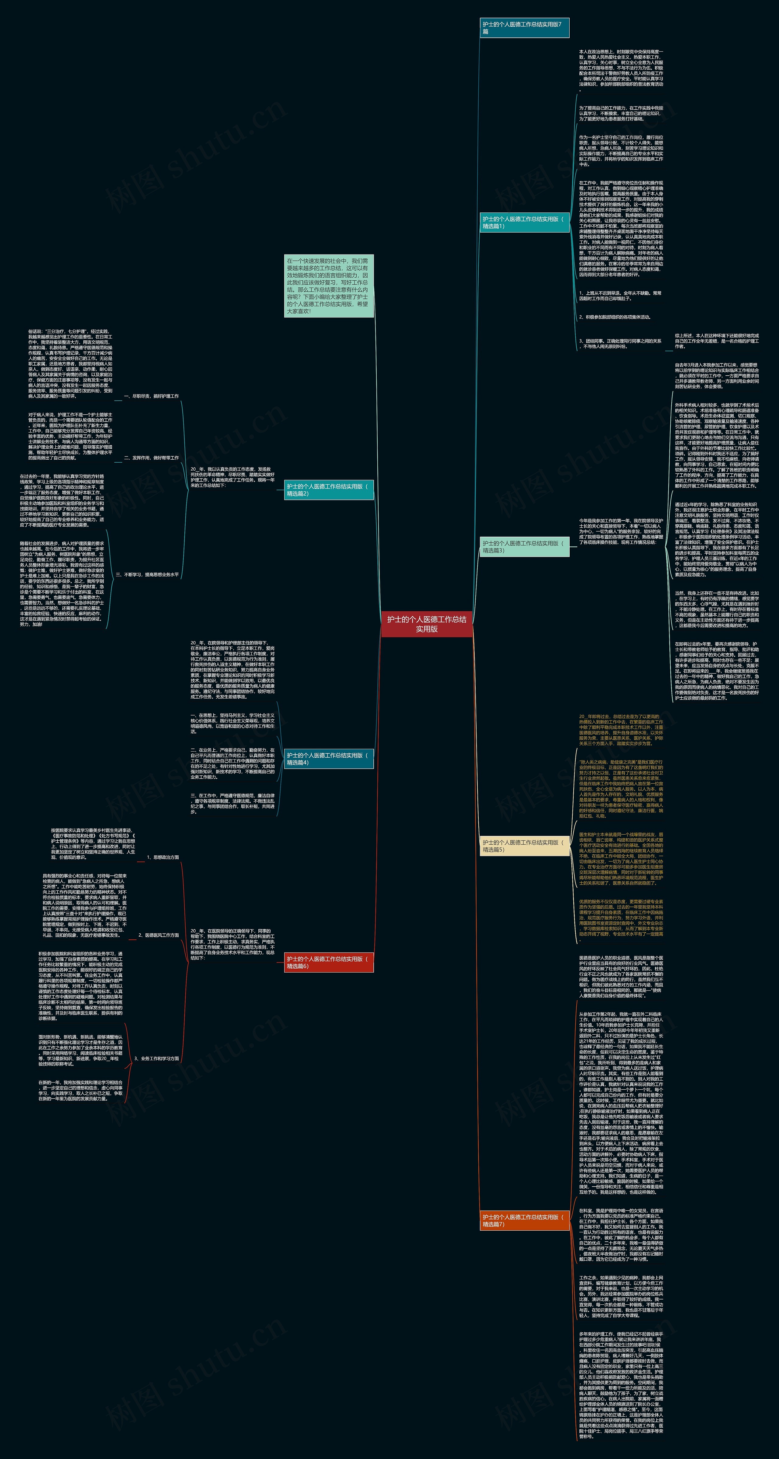 护士的个人医德工作总结实用版思维导图