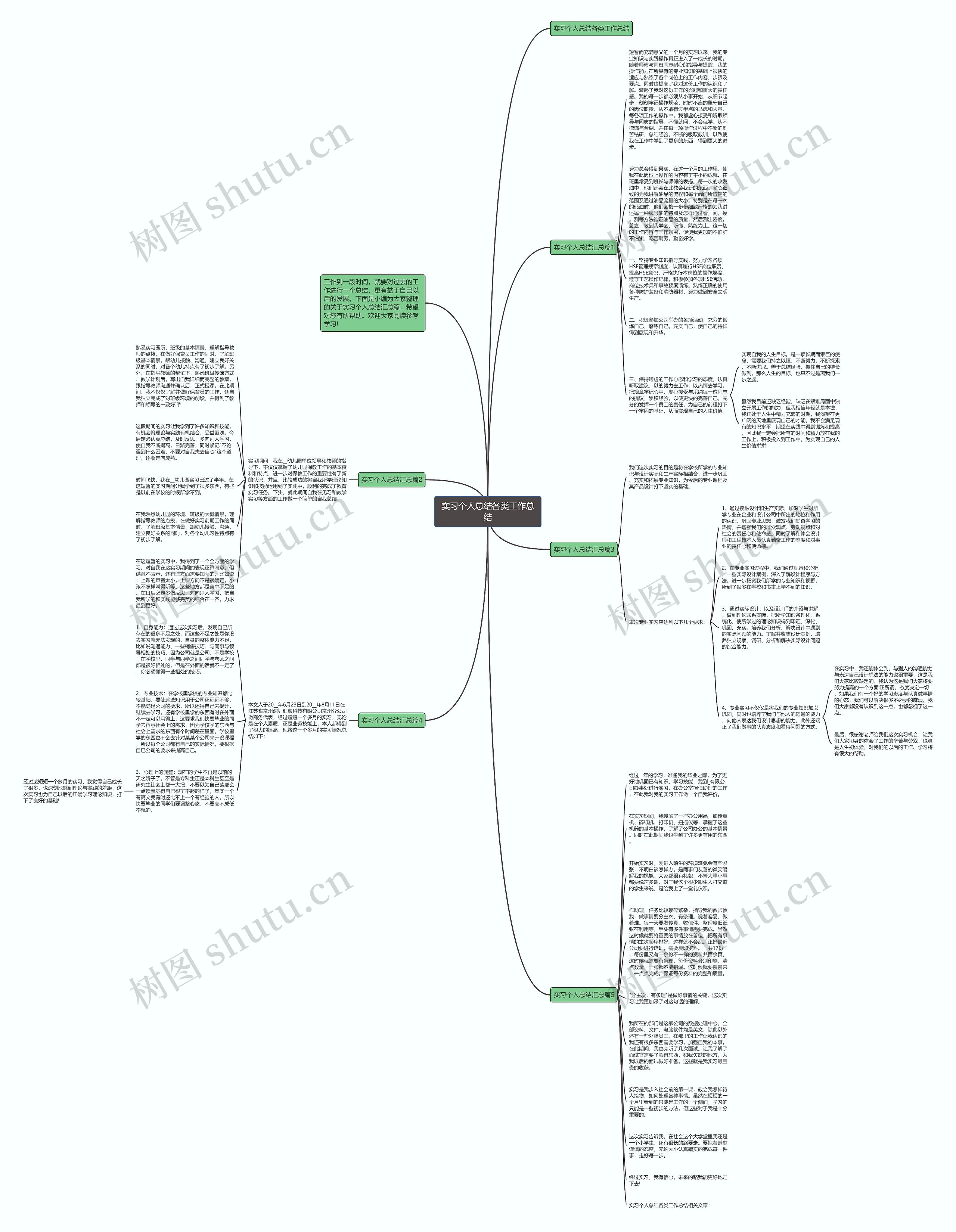 实习个人总结各类工作总结思维导图