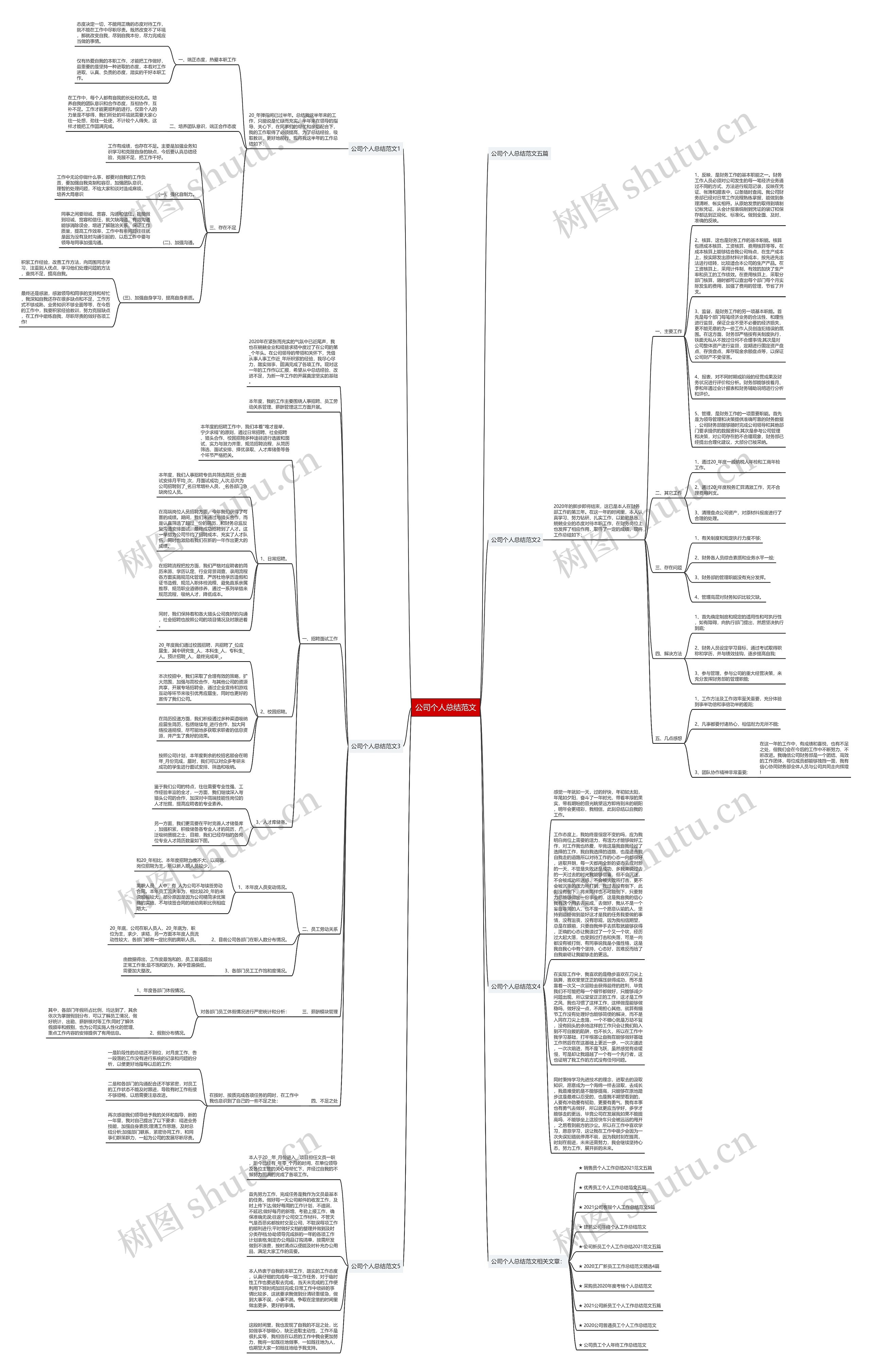 公司个人总结范文思维导图
