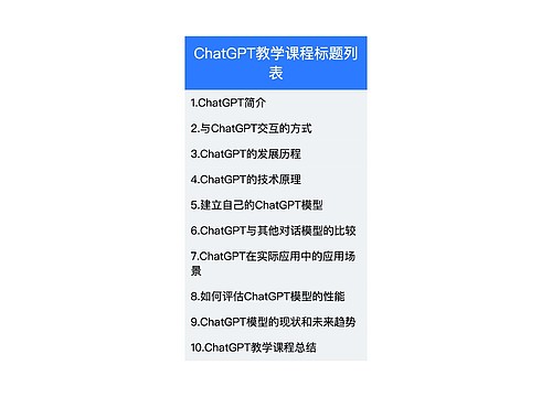 ChatGPT教学课程标题列表