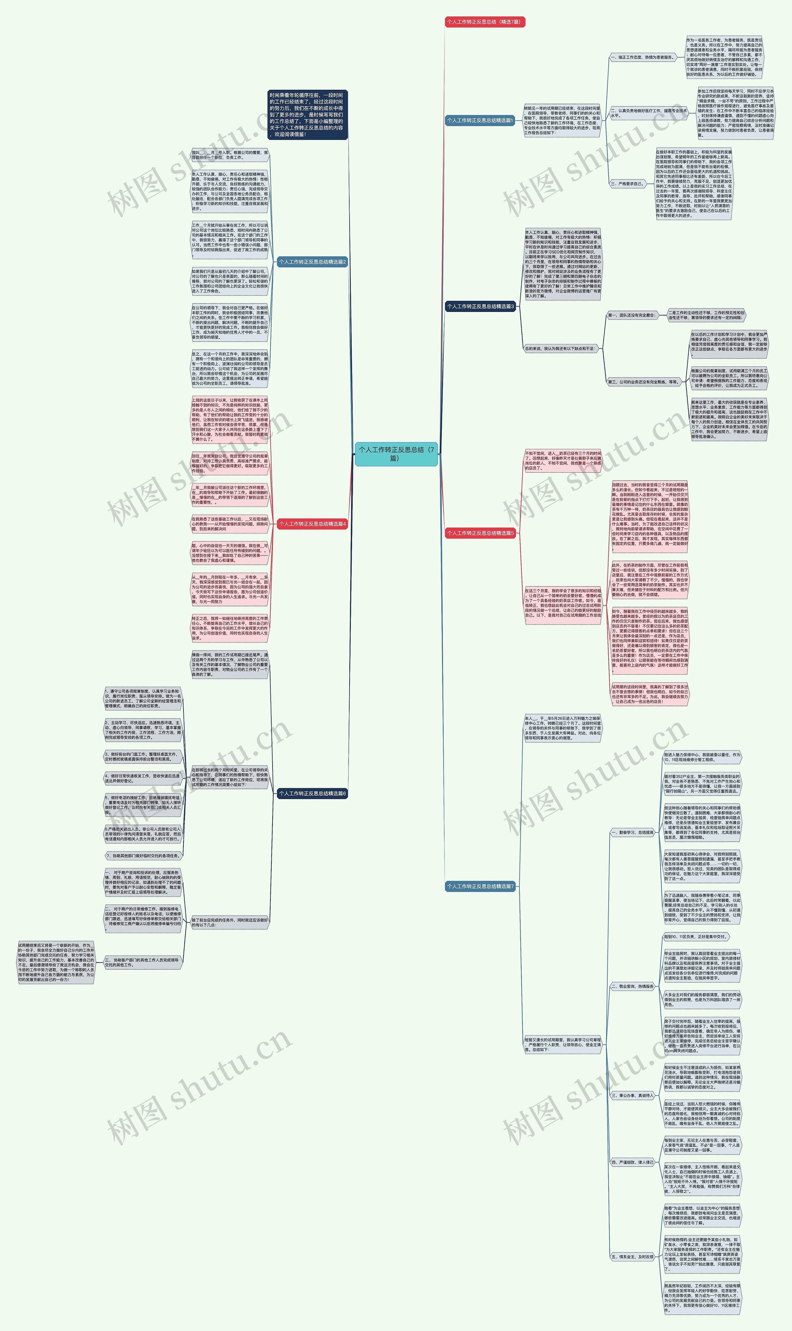 个人工作转正反思总结（7篇）思维导图