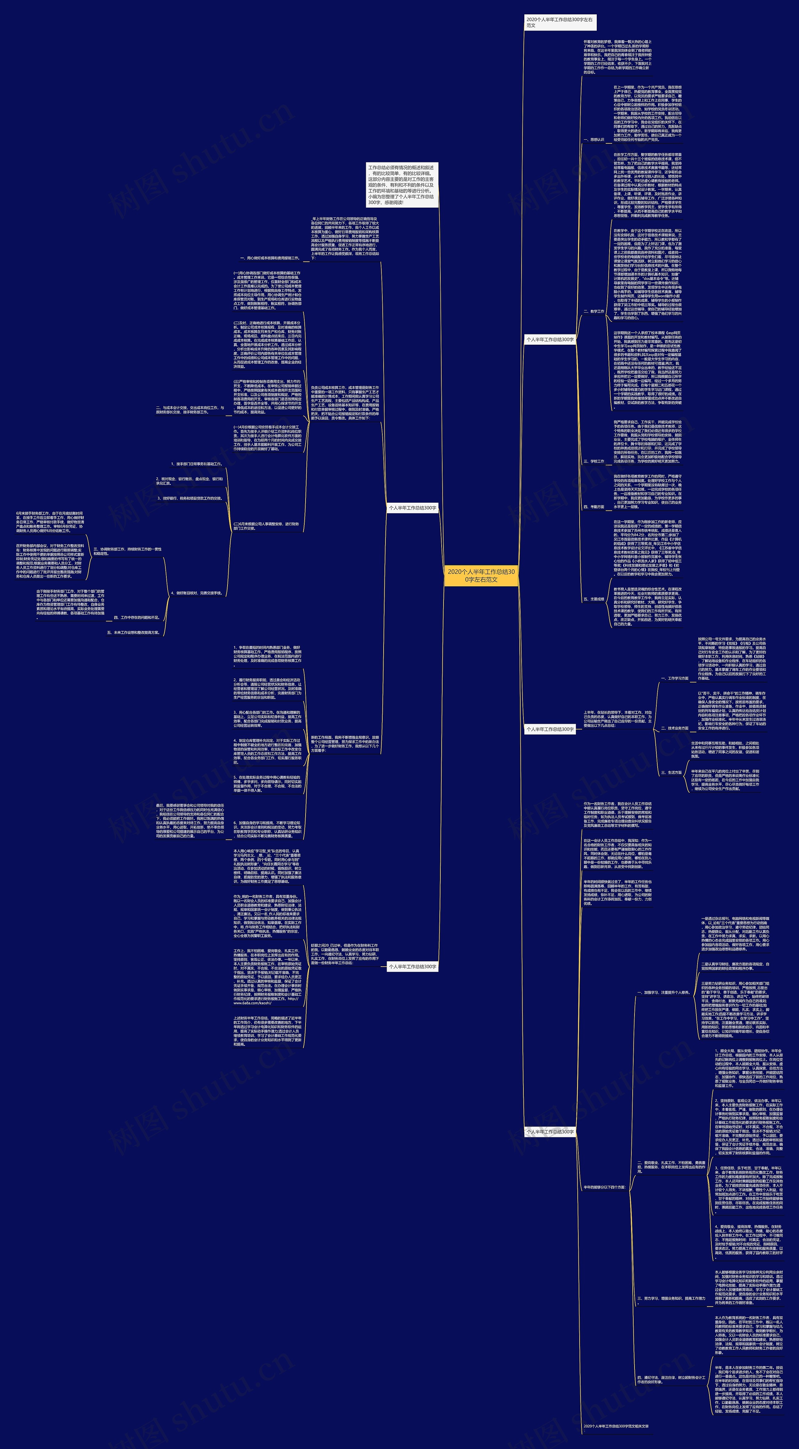 2020个人半年工作总结300字左右范文思维导图