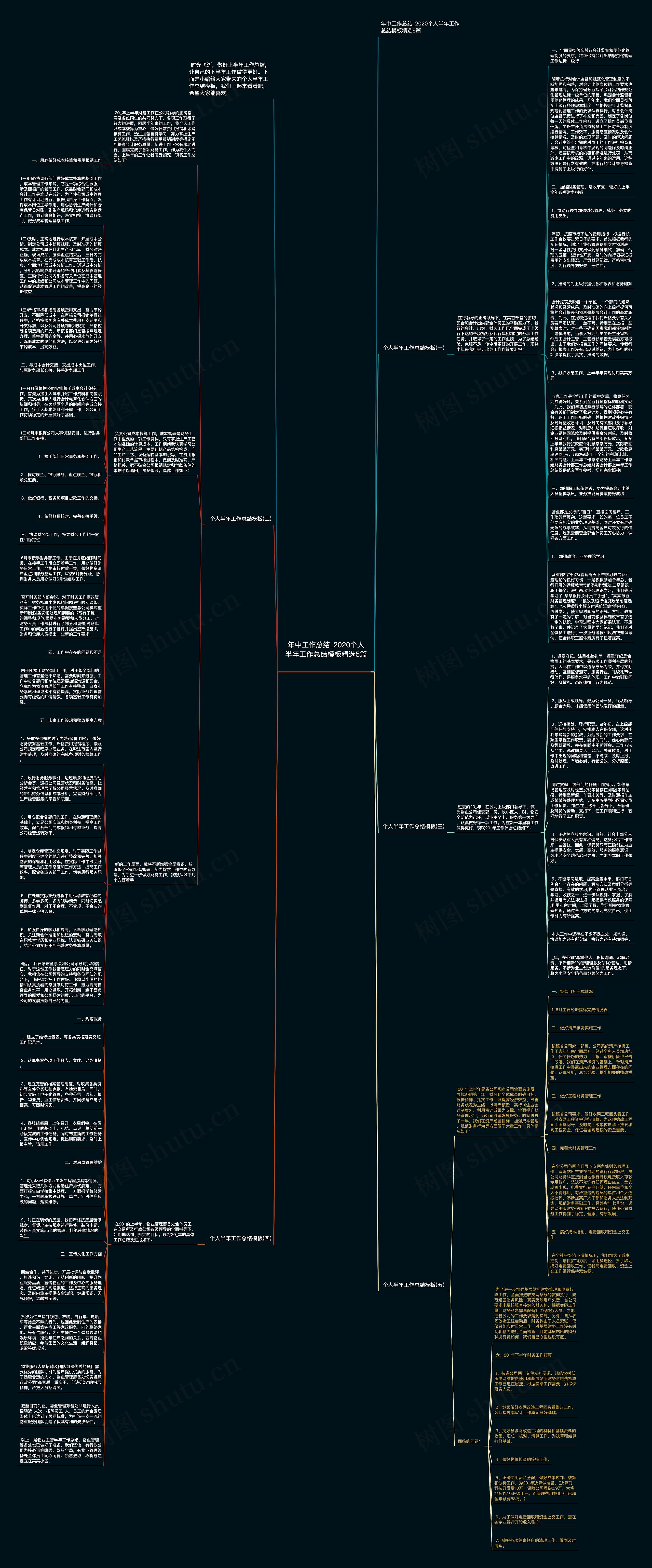 年中工作总结_2020个人半年工作总结精选5篇	思维导图