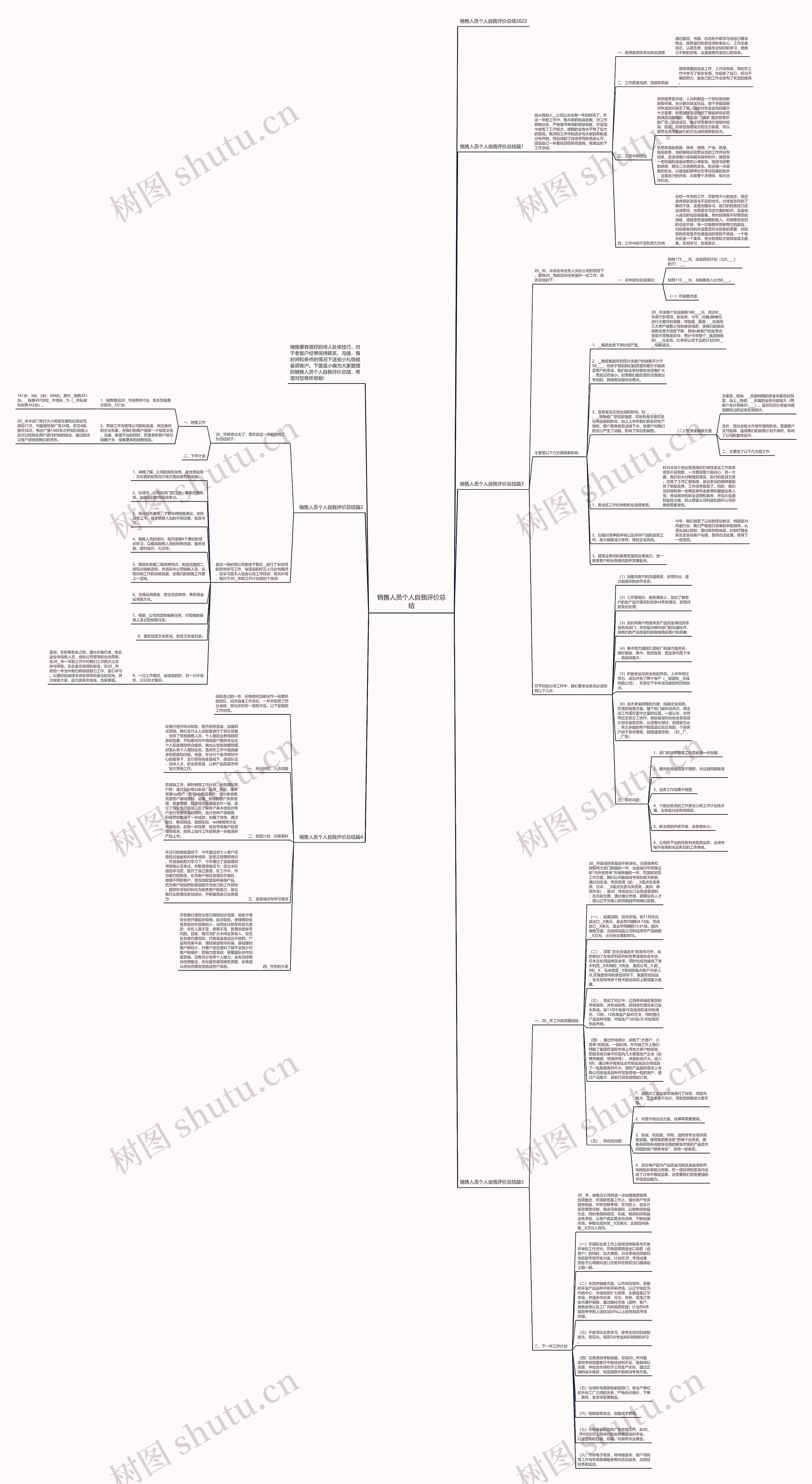 销售人员个人自我评价总结思维导图