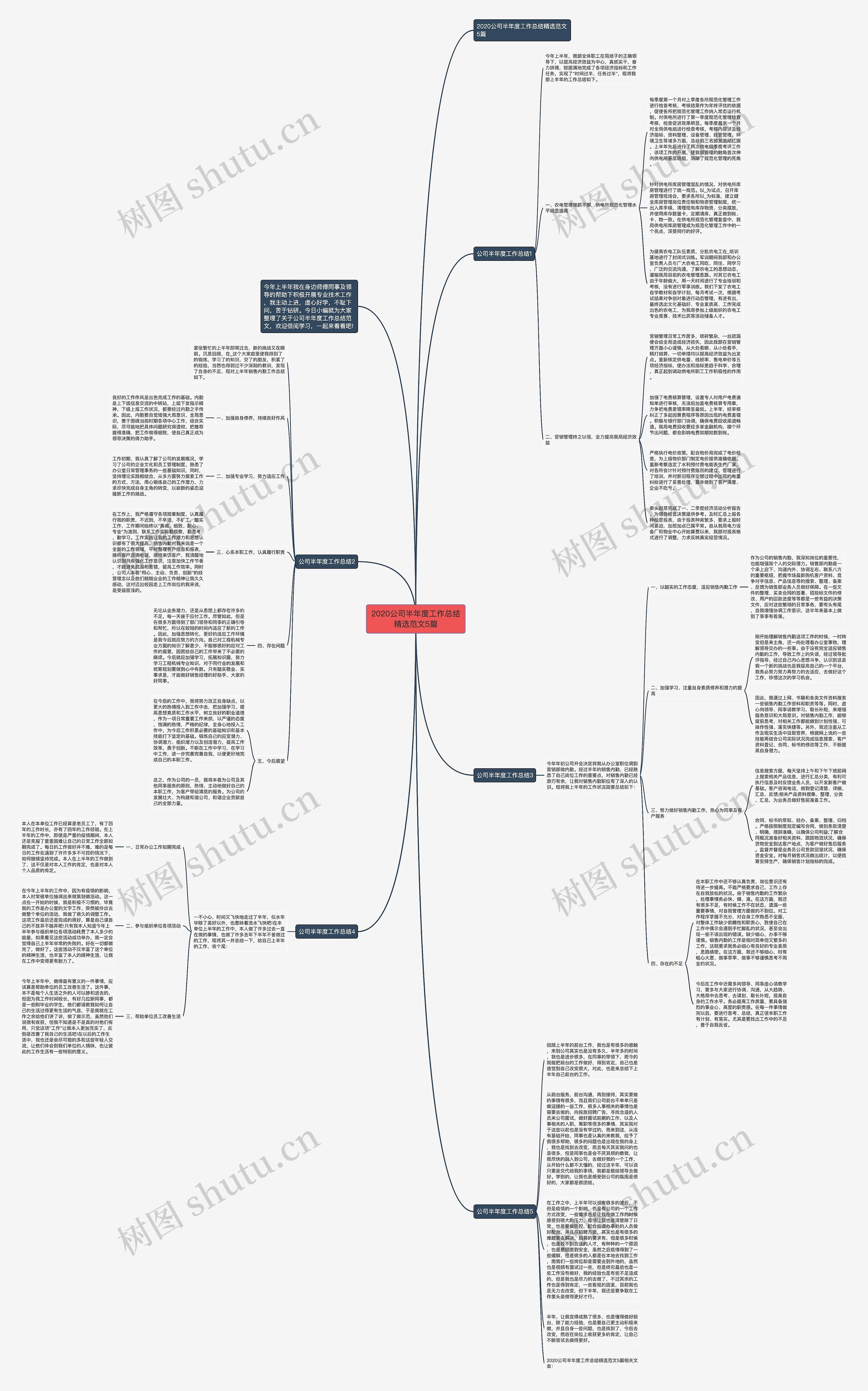 2020公司半年度工作总结精选范文5篇思维导图