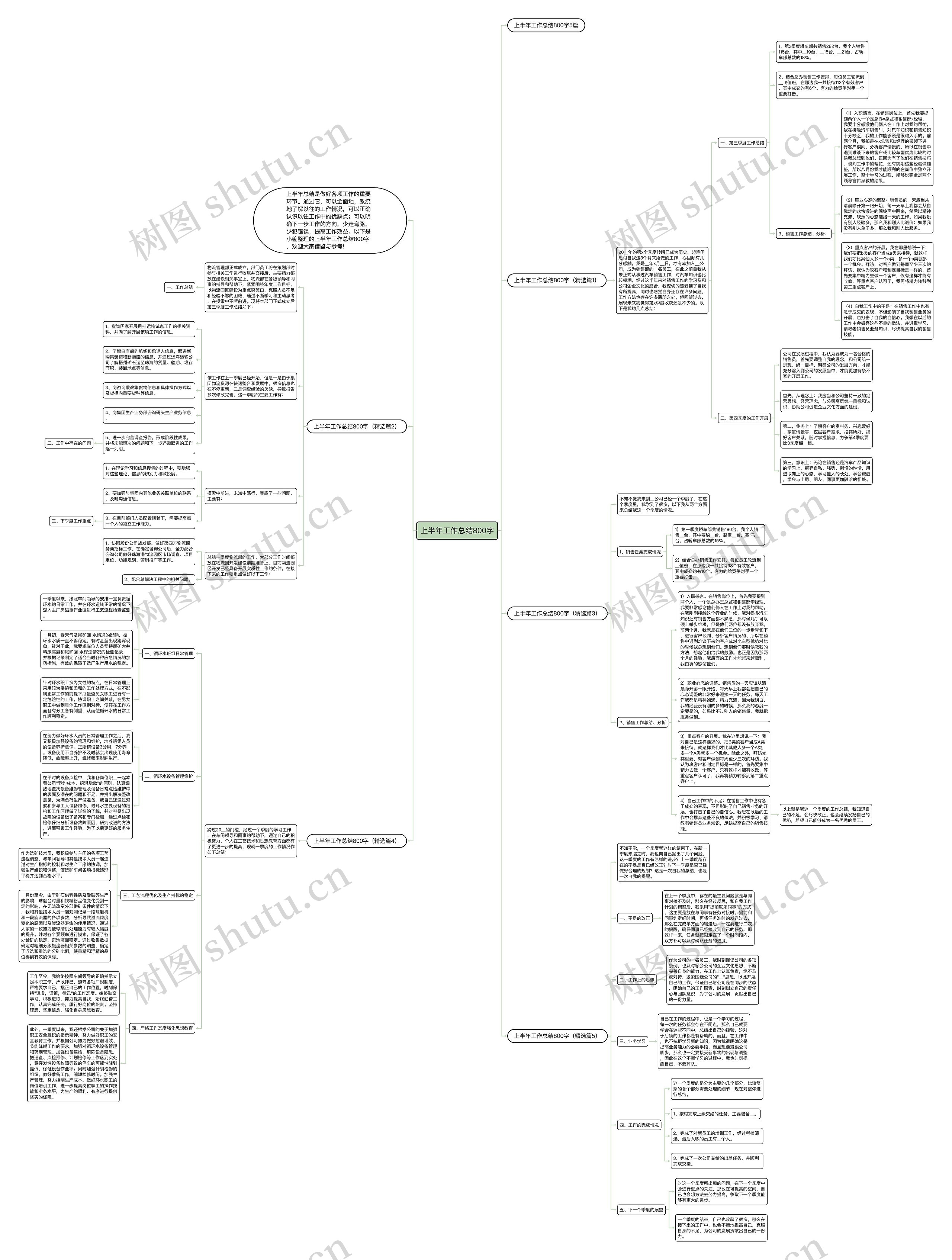 上半年工作总结800字思维导图