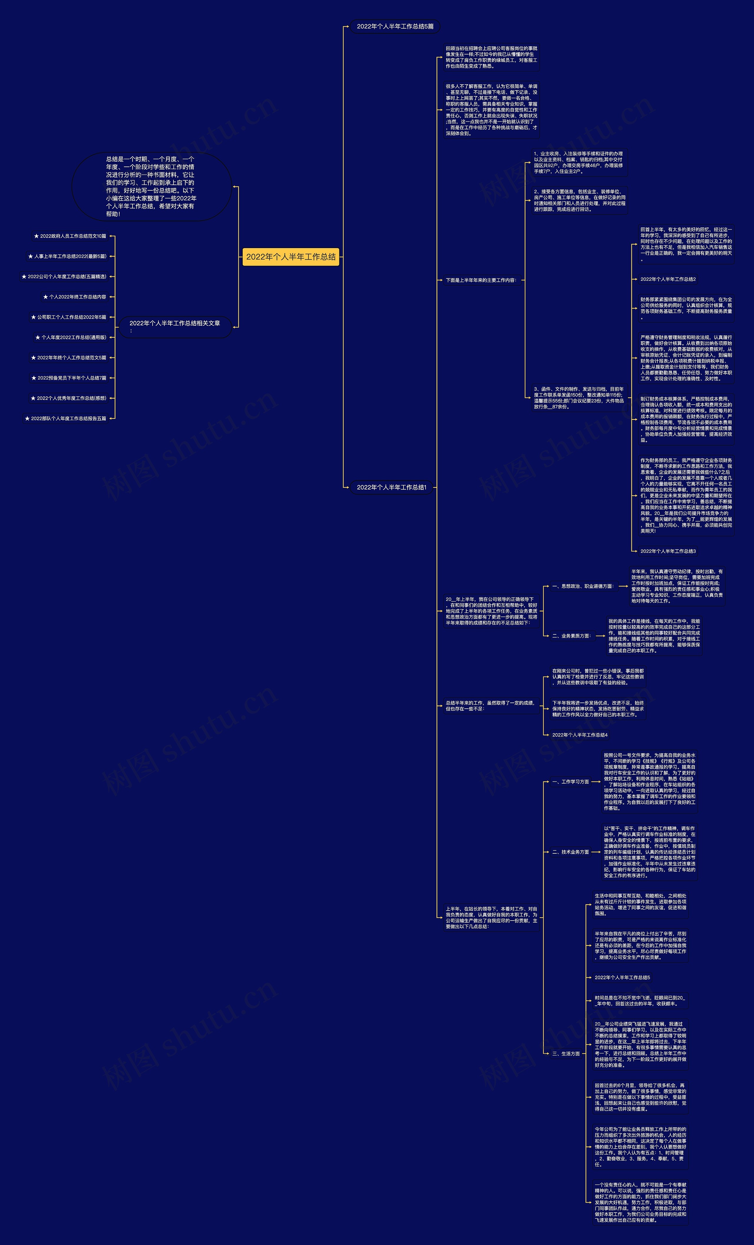 2022年个人半年工作总结思维导图
