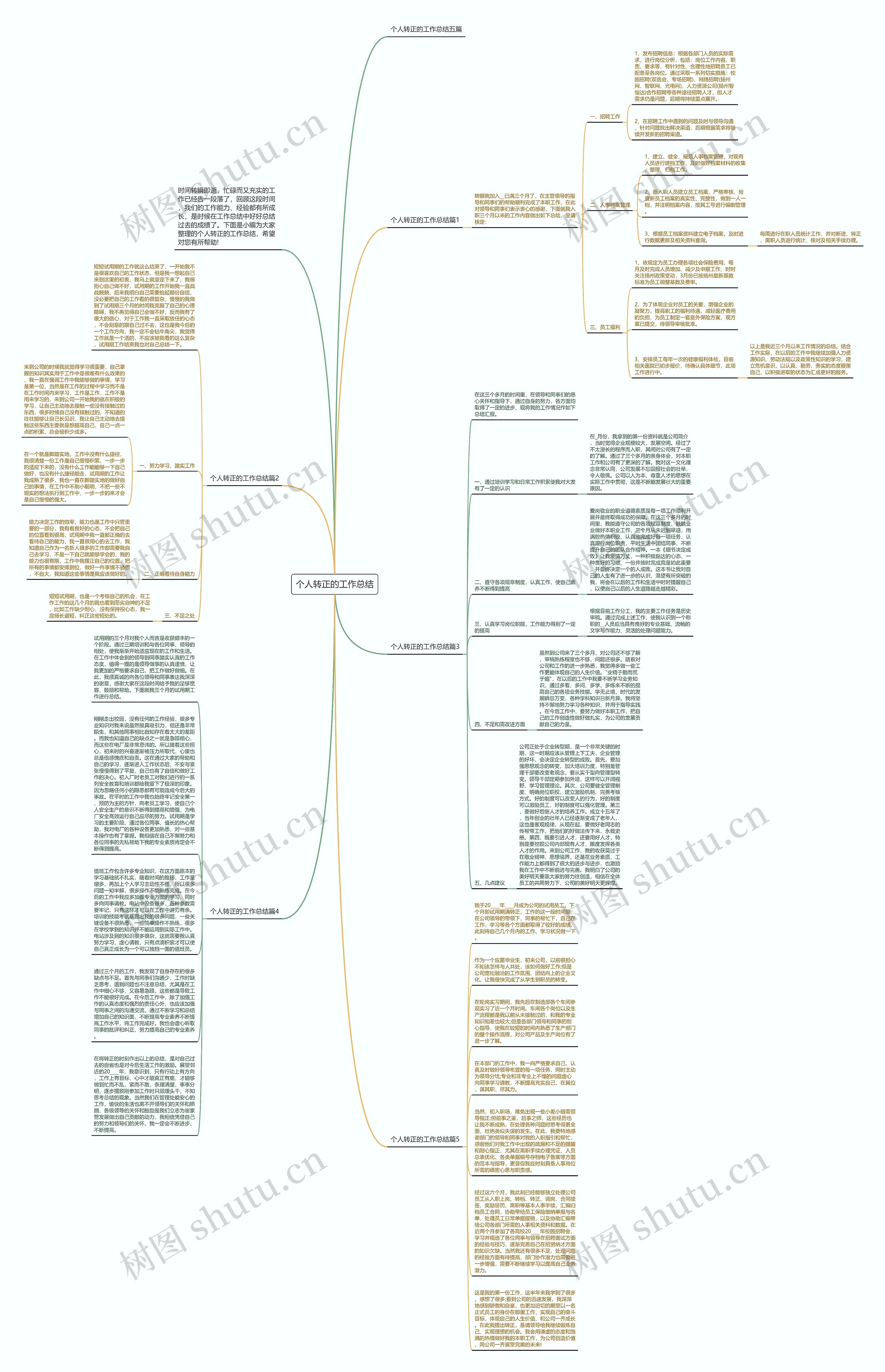 个人转正的工作总结思维导图