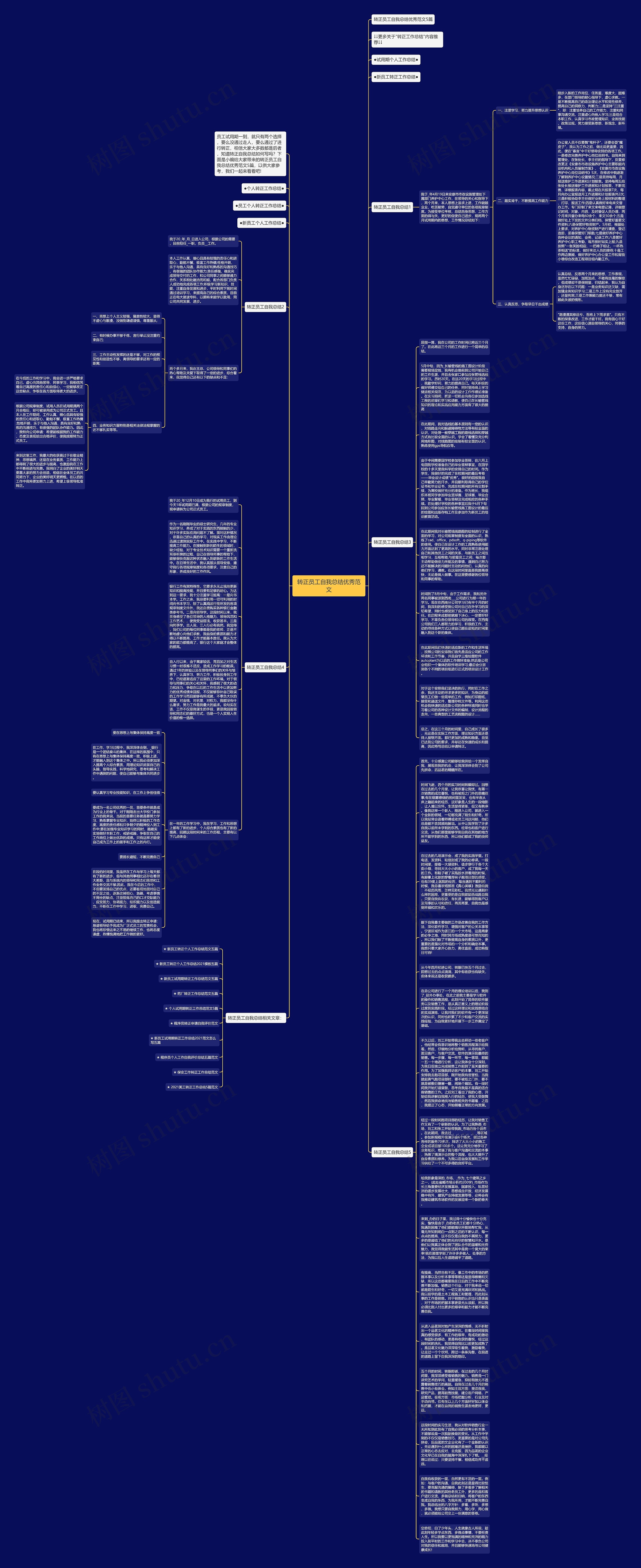 转正员工自我总结优秀范文思维导图