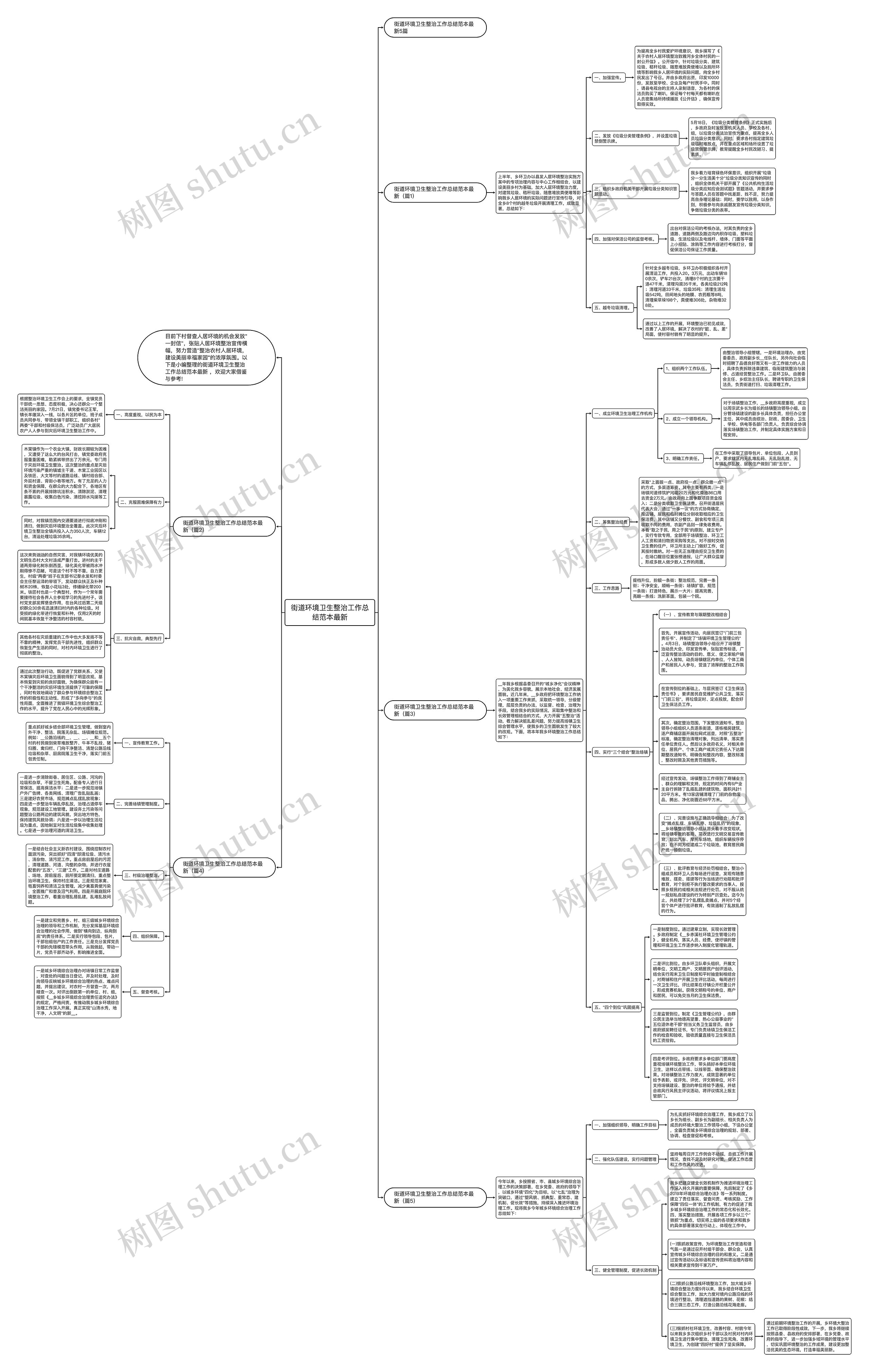 街道环境卫生整治工作总结范本最新思维导图