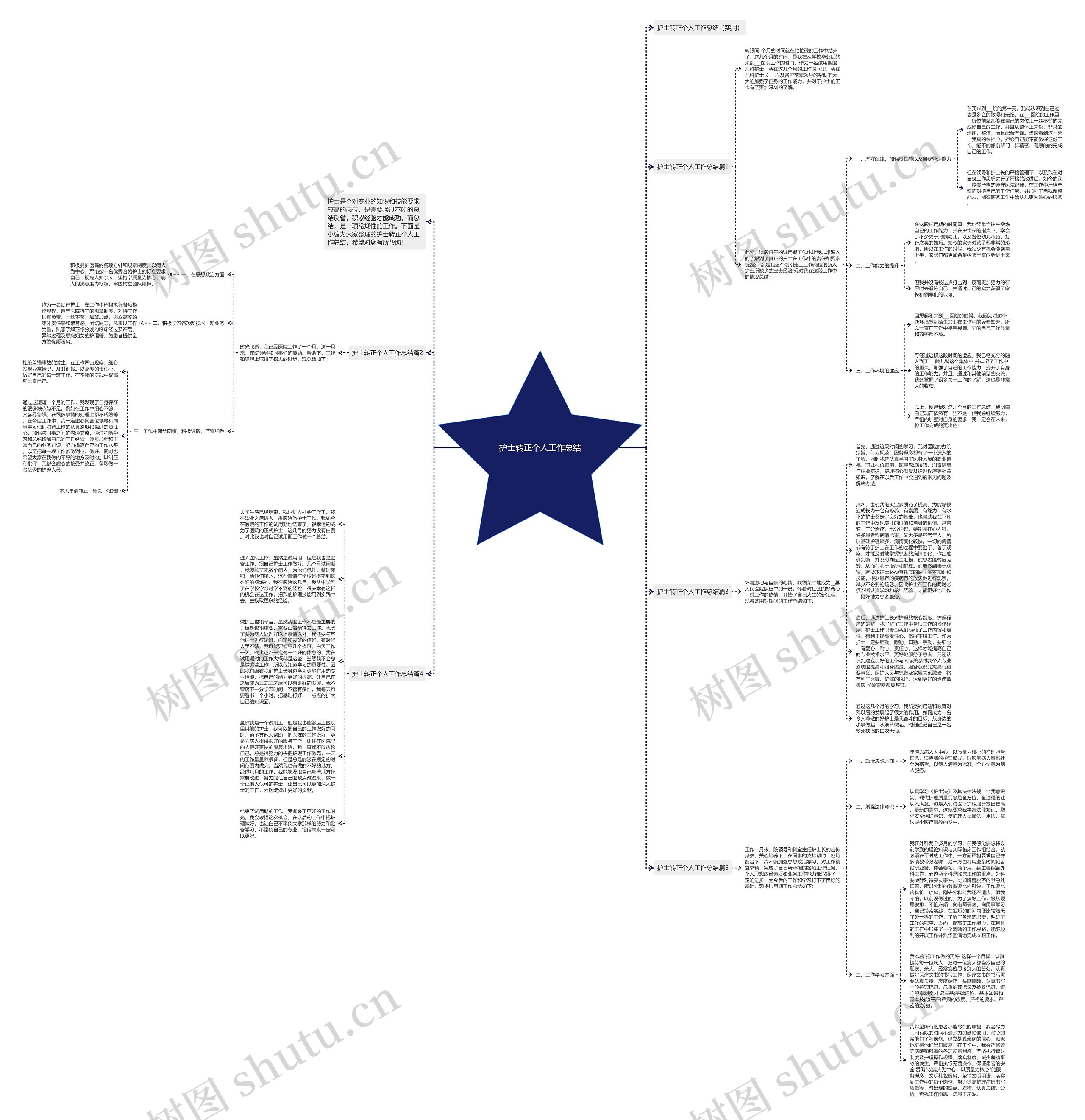 护士转正个人工作总结思维导图