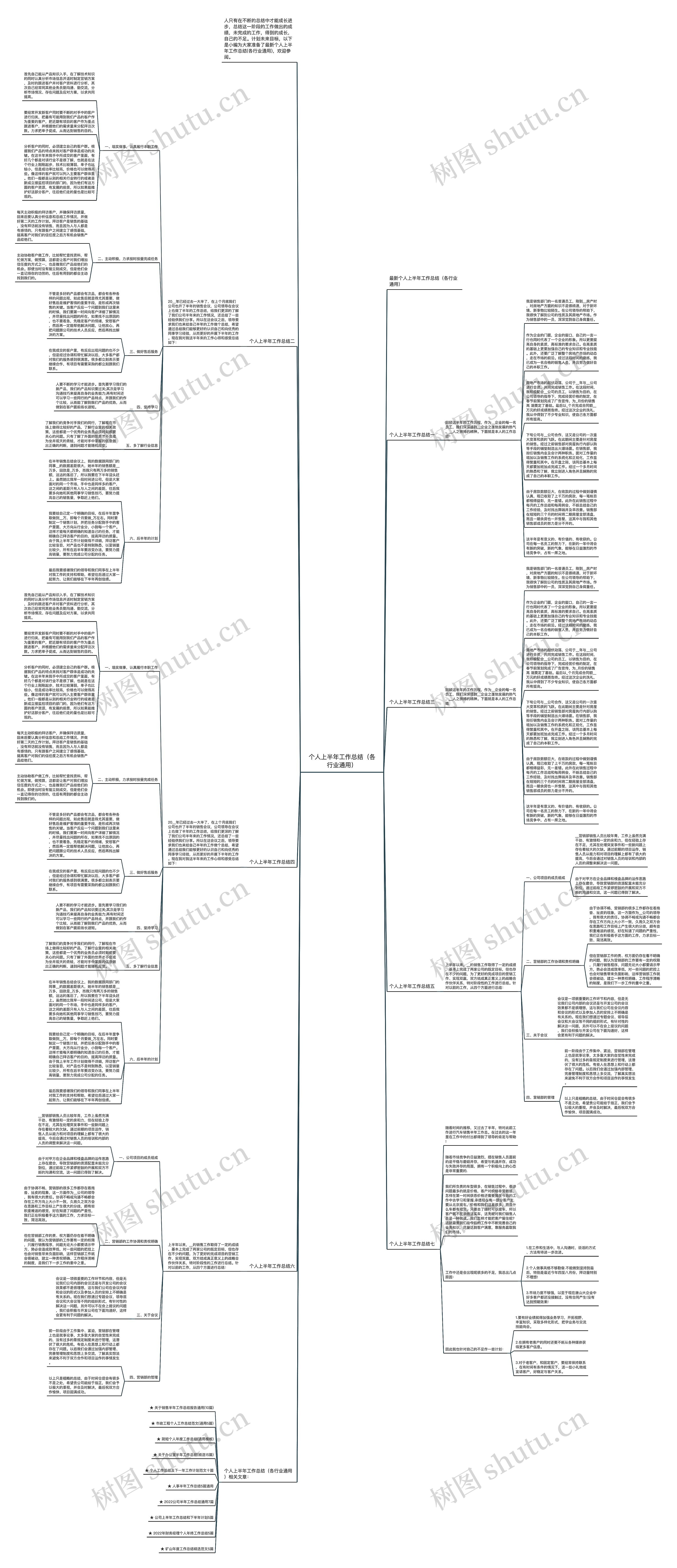 个人上半年工作总结（各行业通用）思维导图