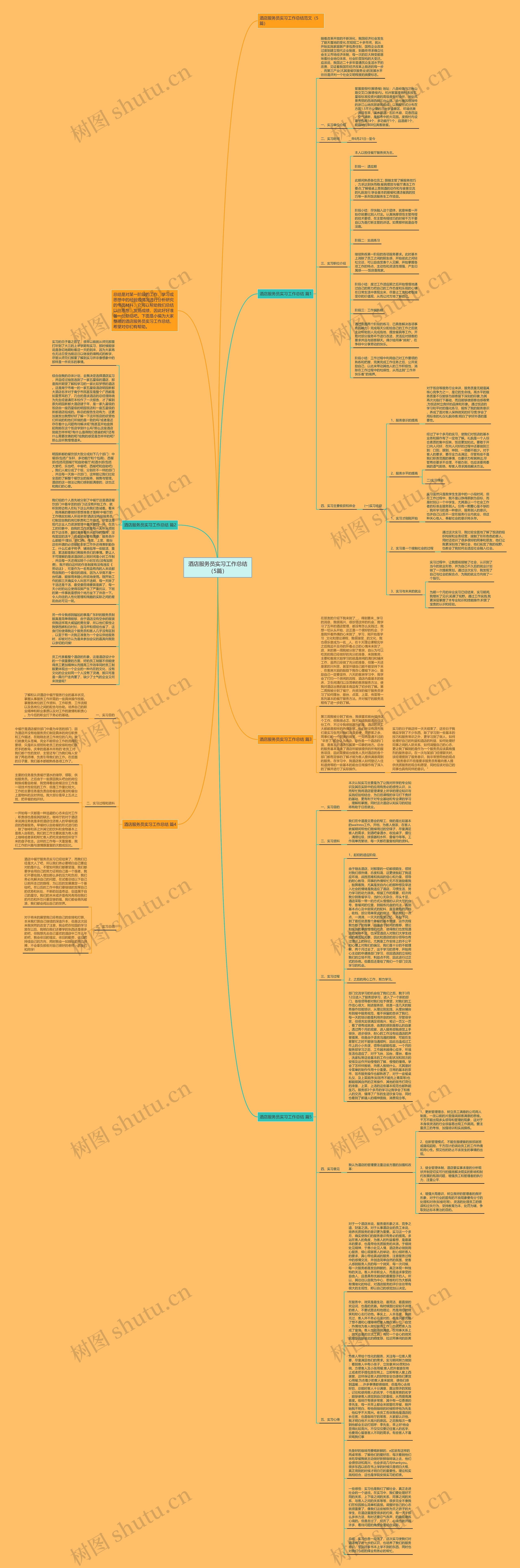 酒店服务员实习工作总结（5篇）思维导图