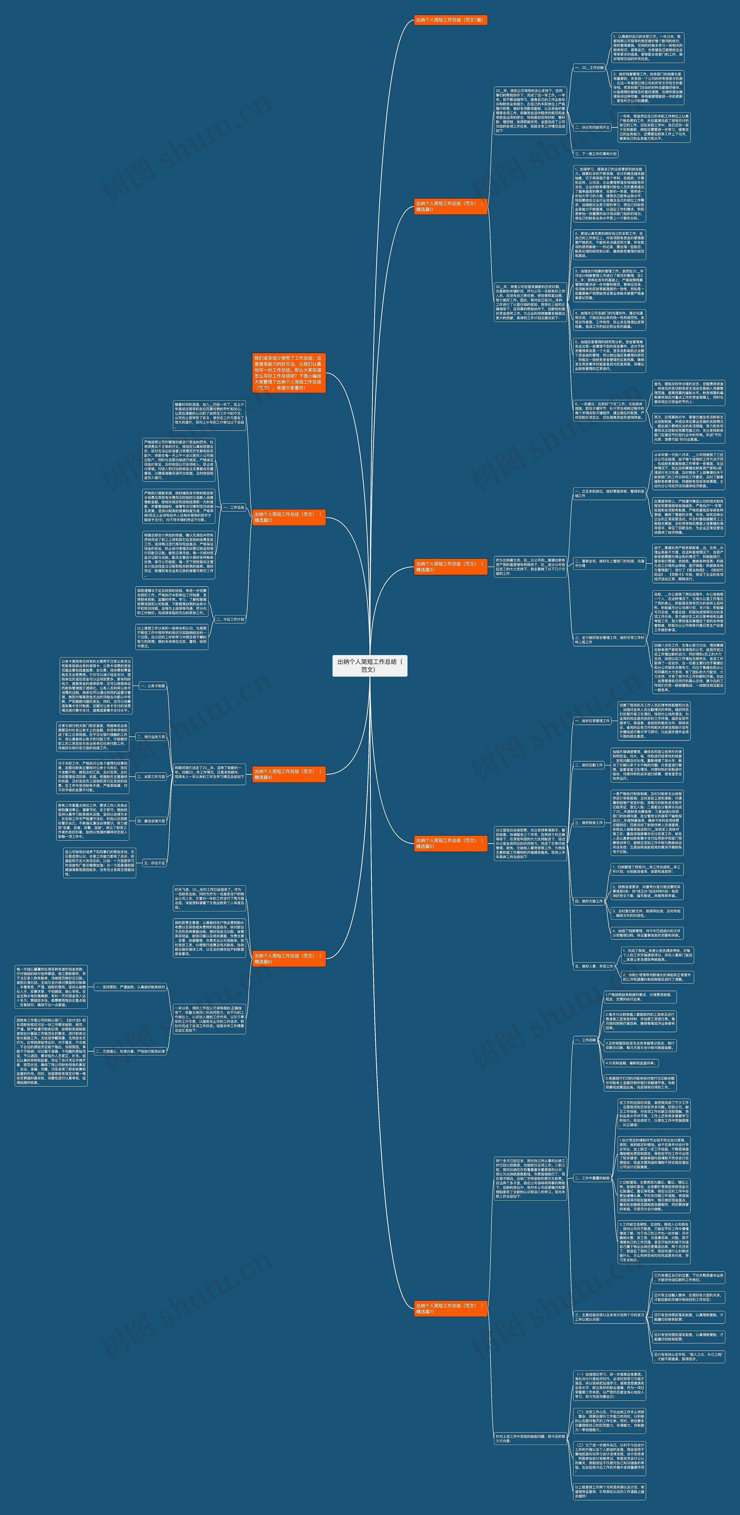 出纳个人简短工作总结（范文）思维导图