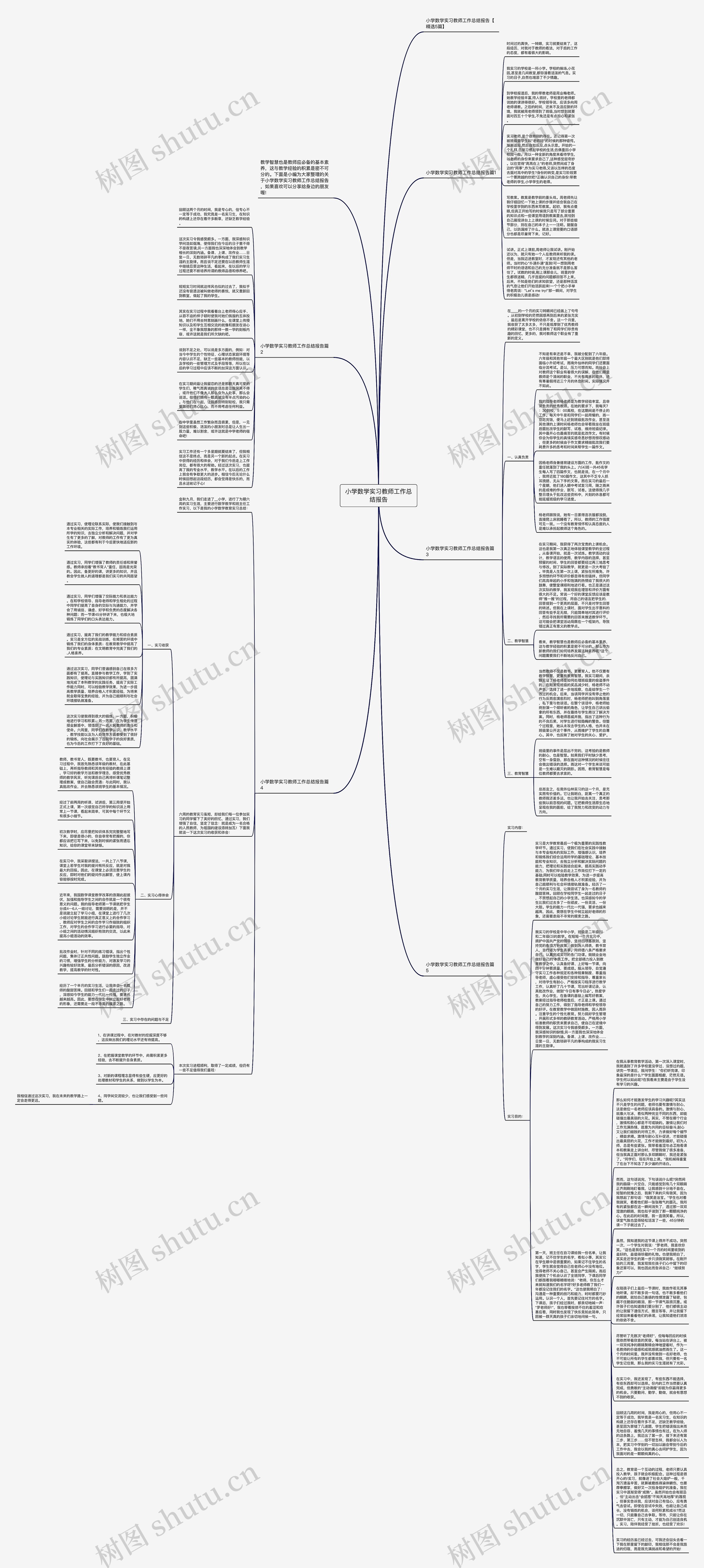 小学数学实习教师工作总结报告思维导图