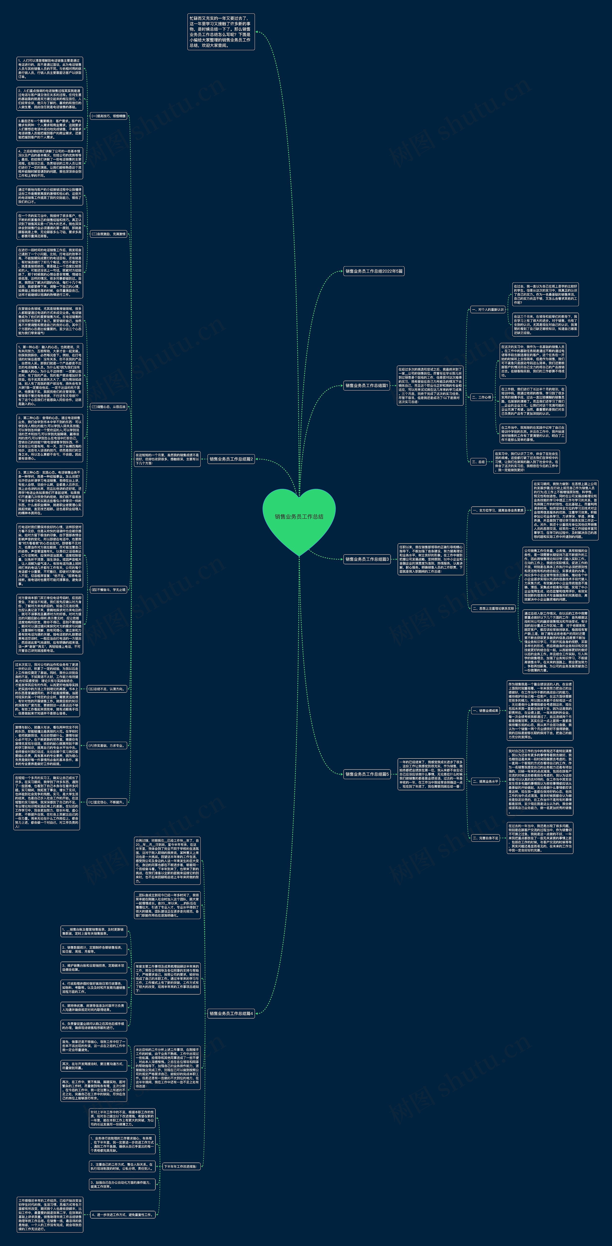 销售业务员工作总结思维导图