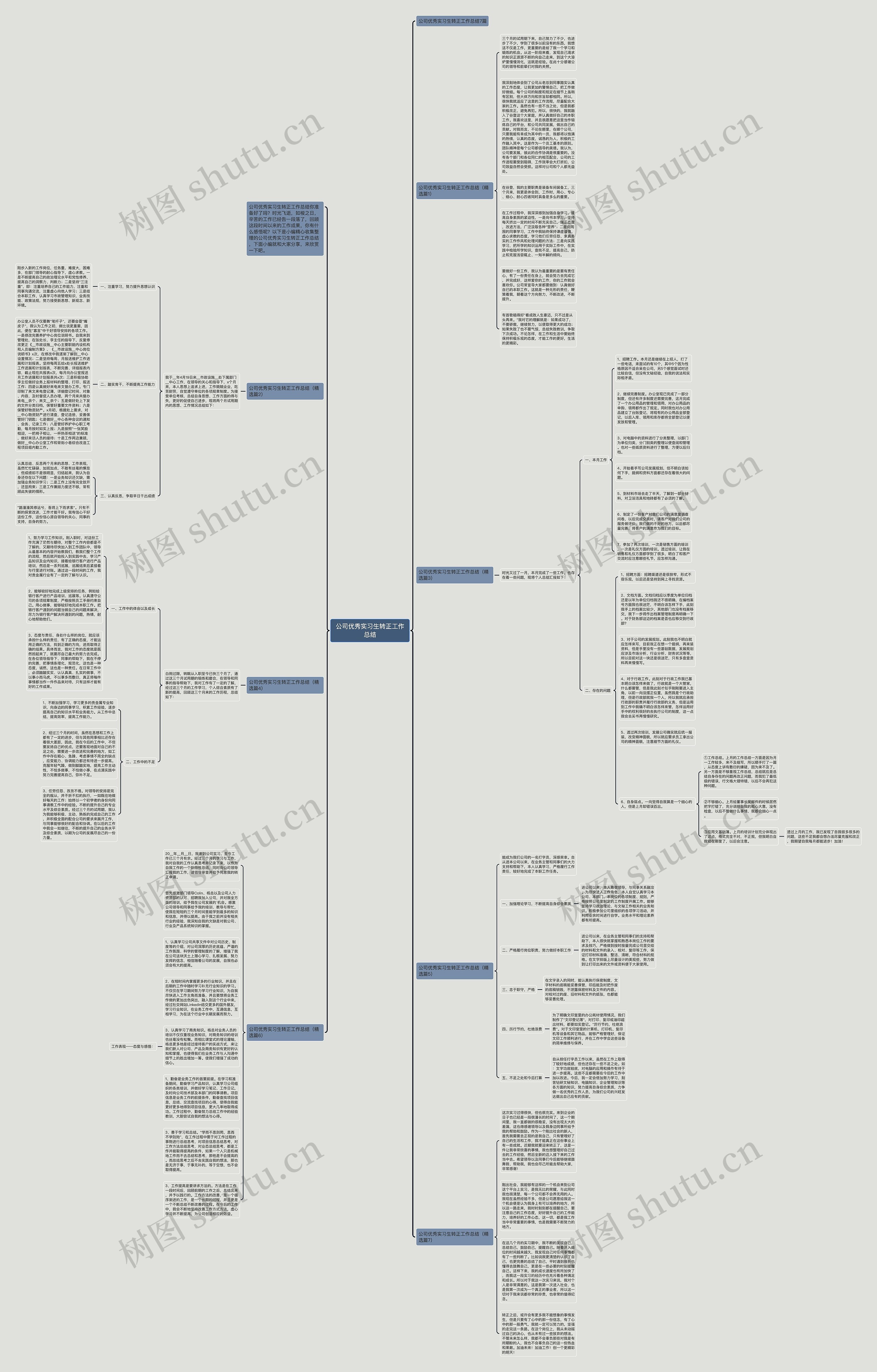 公司优秀实习生转正工作总结思维导图