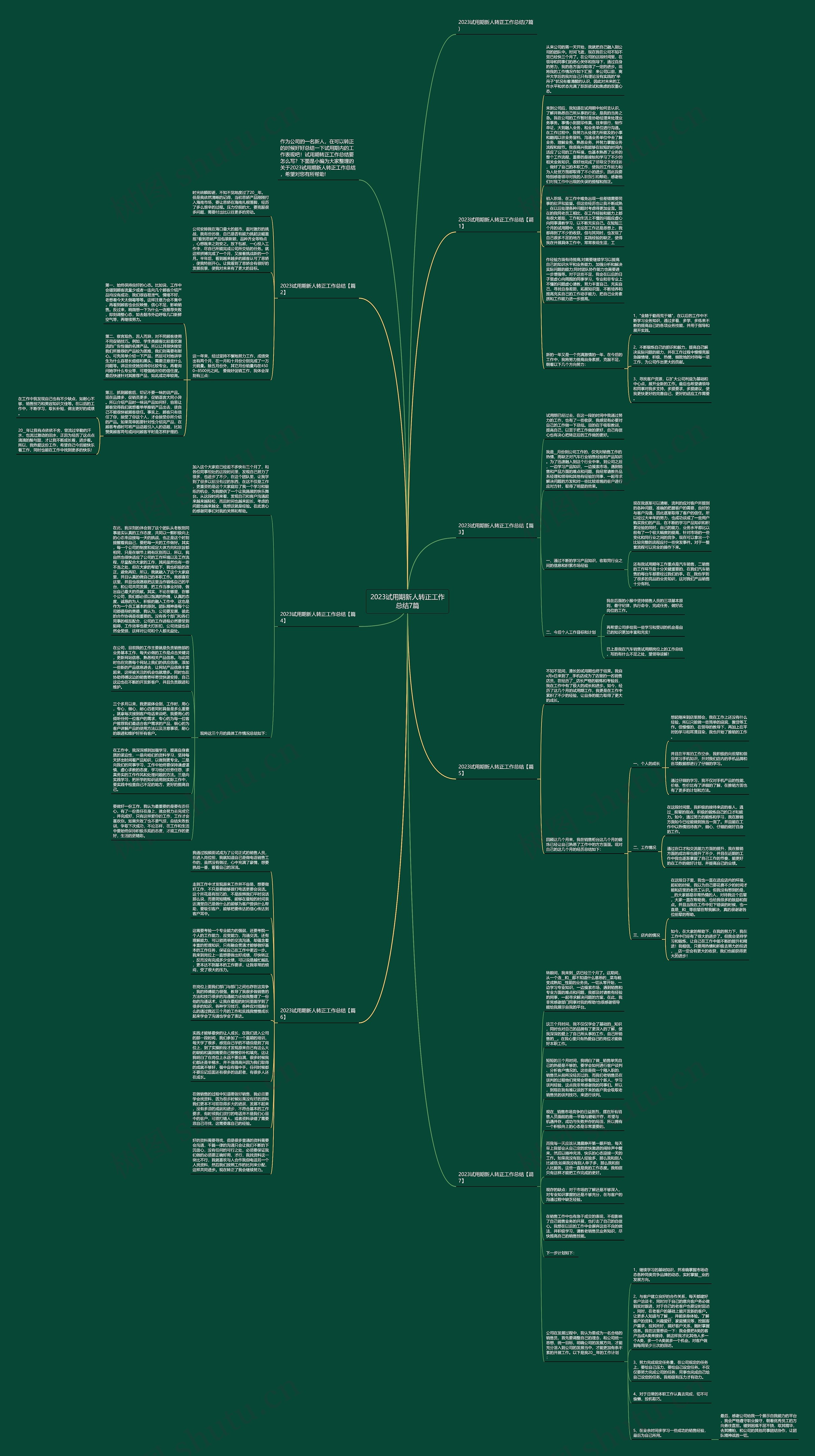 2023试用期新人转正工作总结7篇思维导图