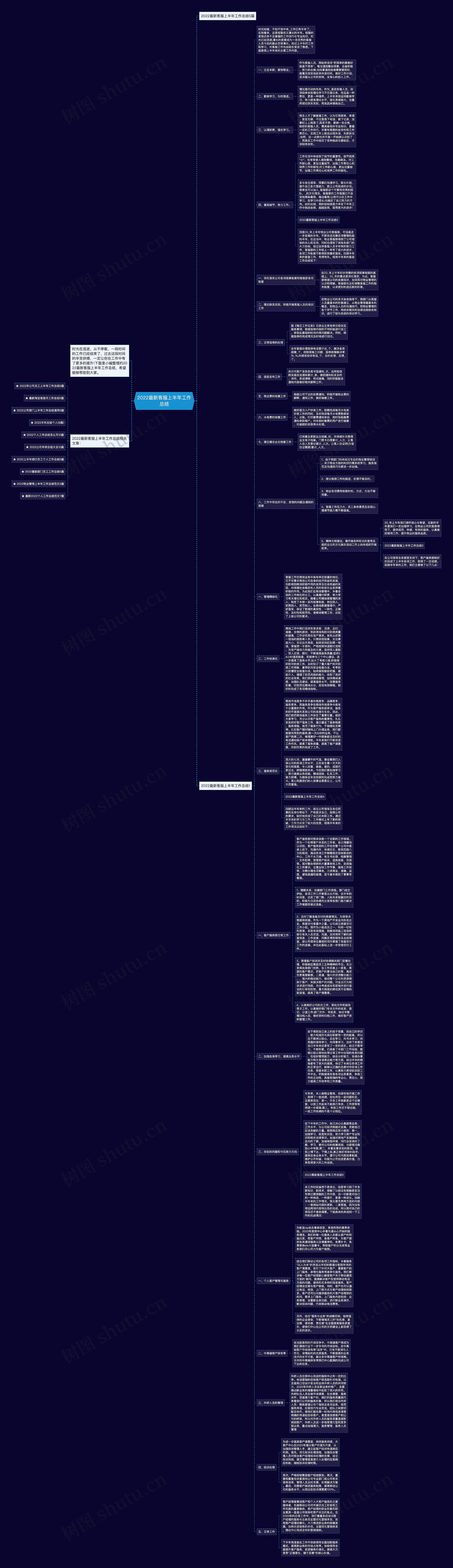 2022最新客服上半年工作总结思维导图