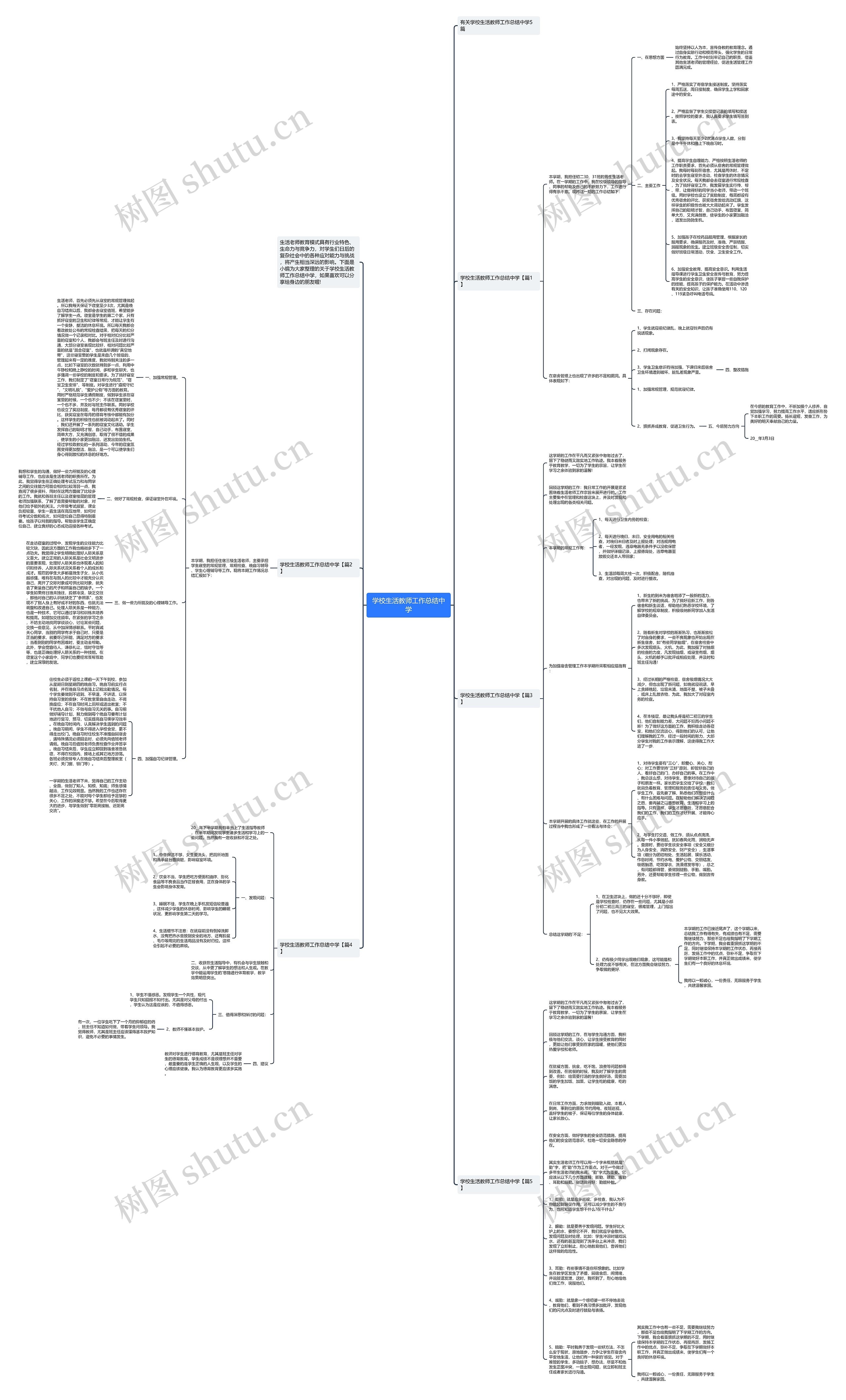 学校生活教师工作总结中学思维导图