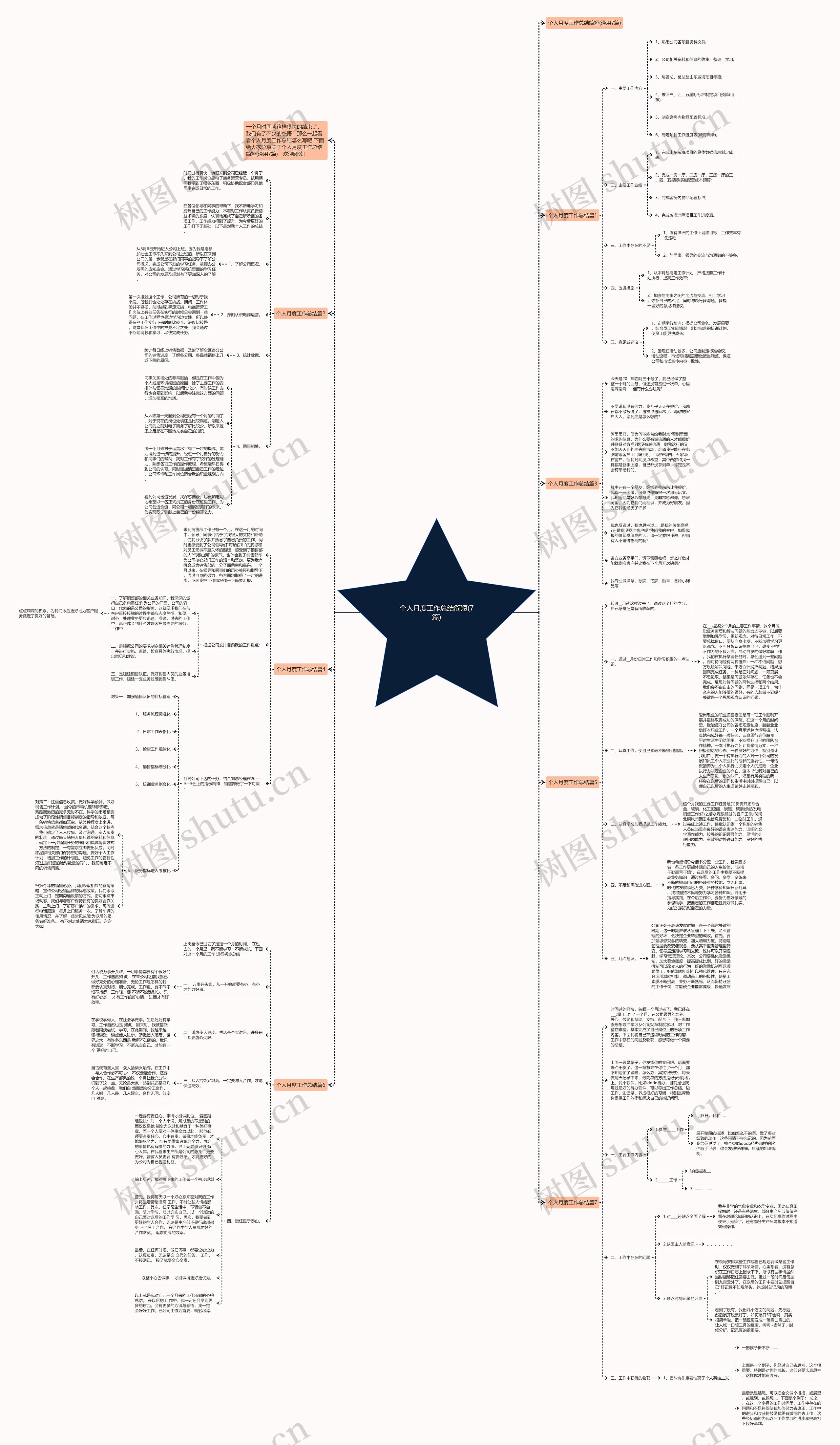 个人月度工作总结简短(7篇)思维导图