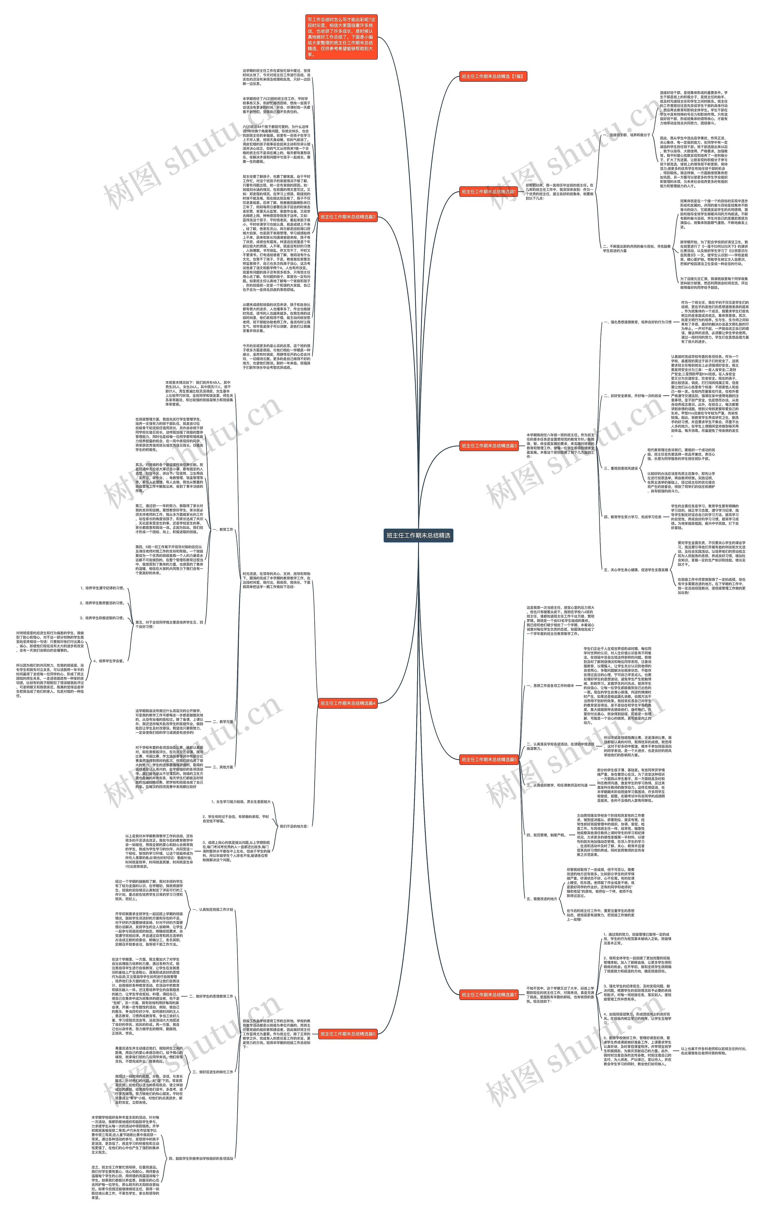 班主任工作期末总结精选思维导图